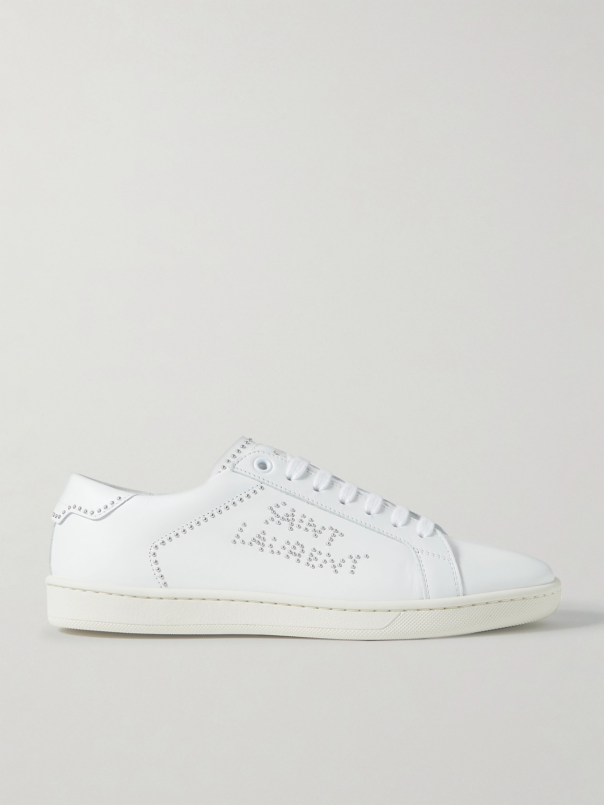 SAINT LAURENT Sl/08 Embellished Leather Sneakers - White