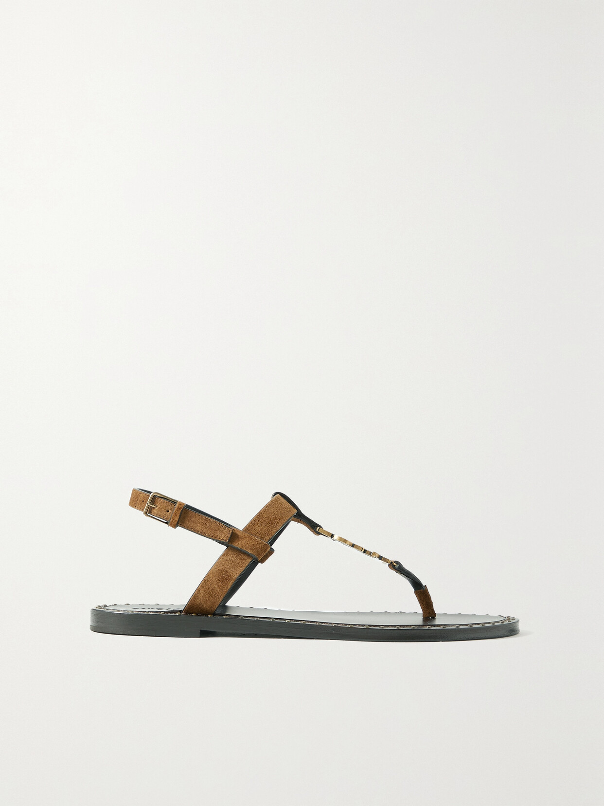 SAINT LAURENT Cassandra Logo-embellished Suede Slingback Sandals - Brown