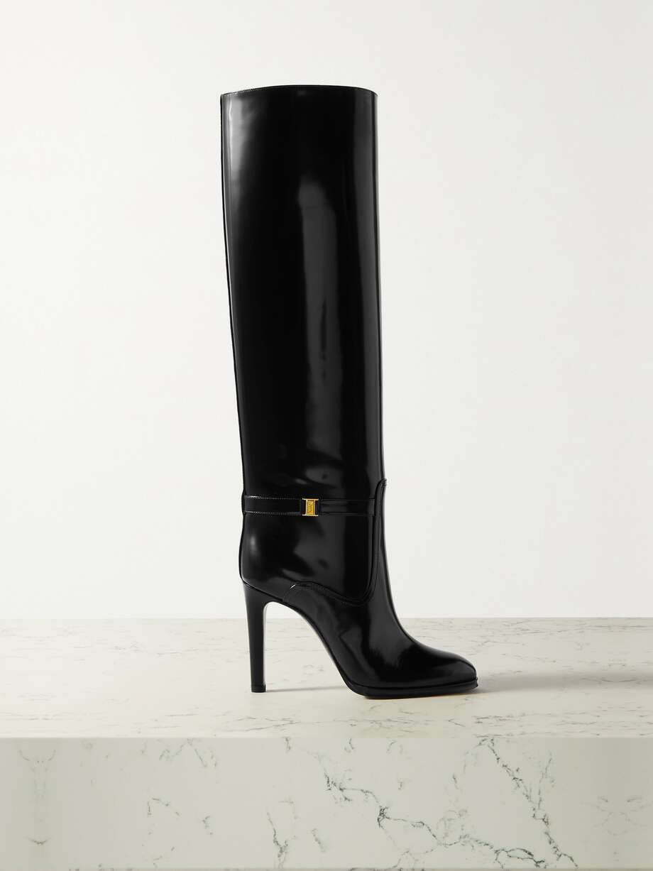 net-a-porter.com | Diane buckled glossed-leather knee boots