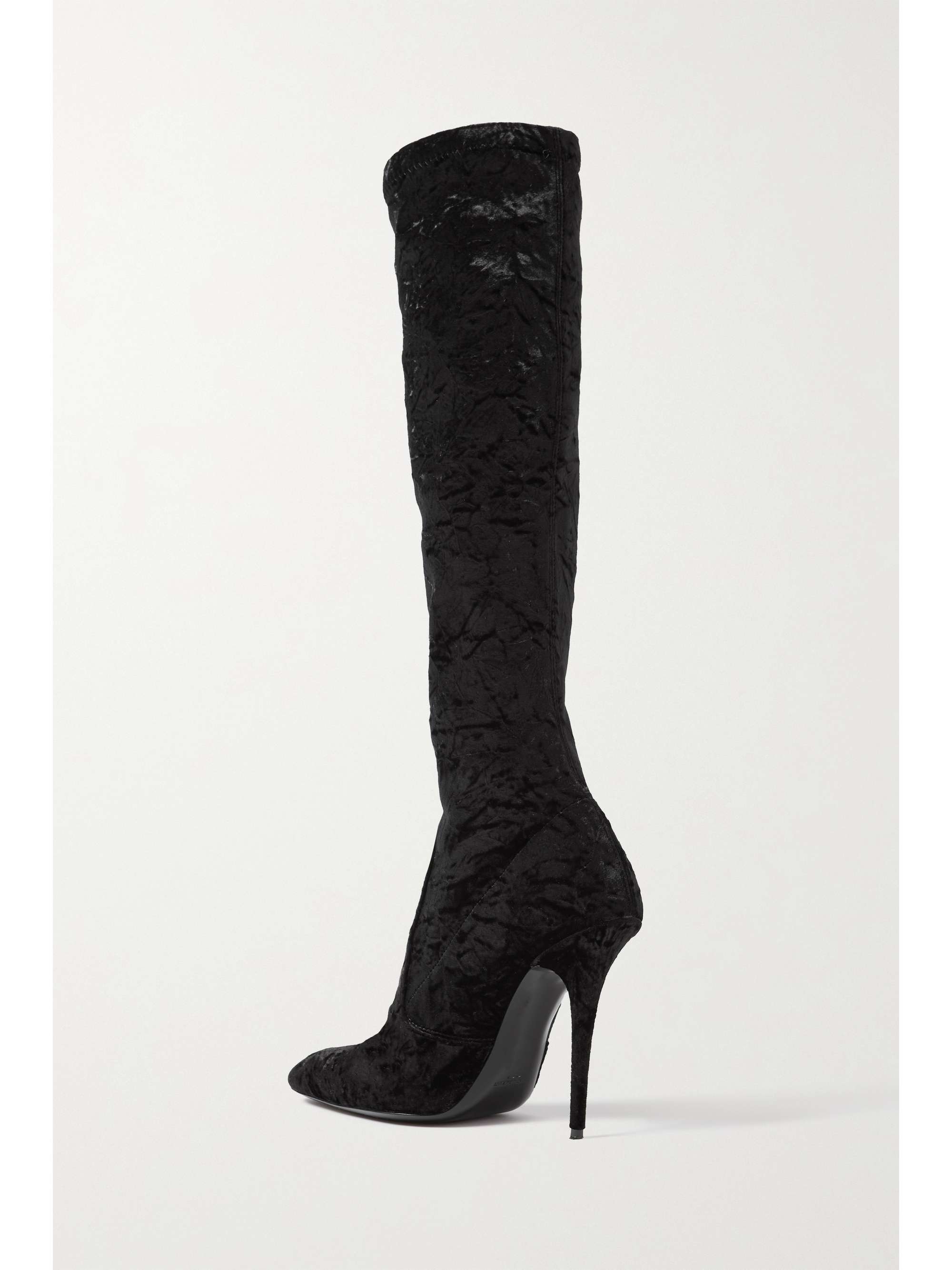 SAINT LAURENT Talia crushed-velvet sock boots