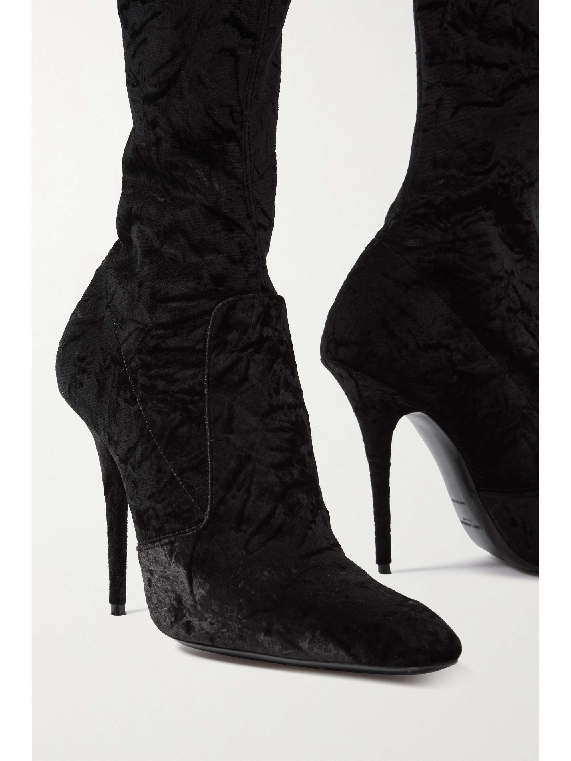 SAINT LAURENT Talia crushed-velvet sock boots