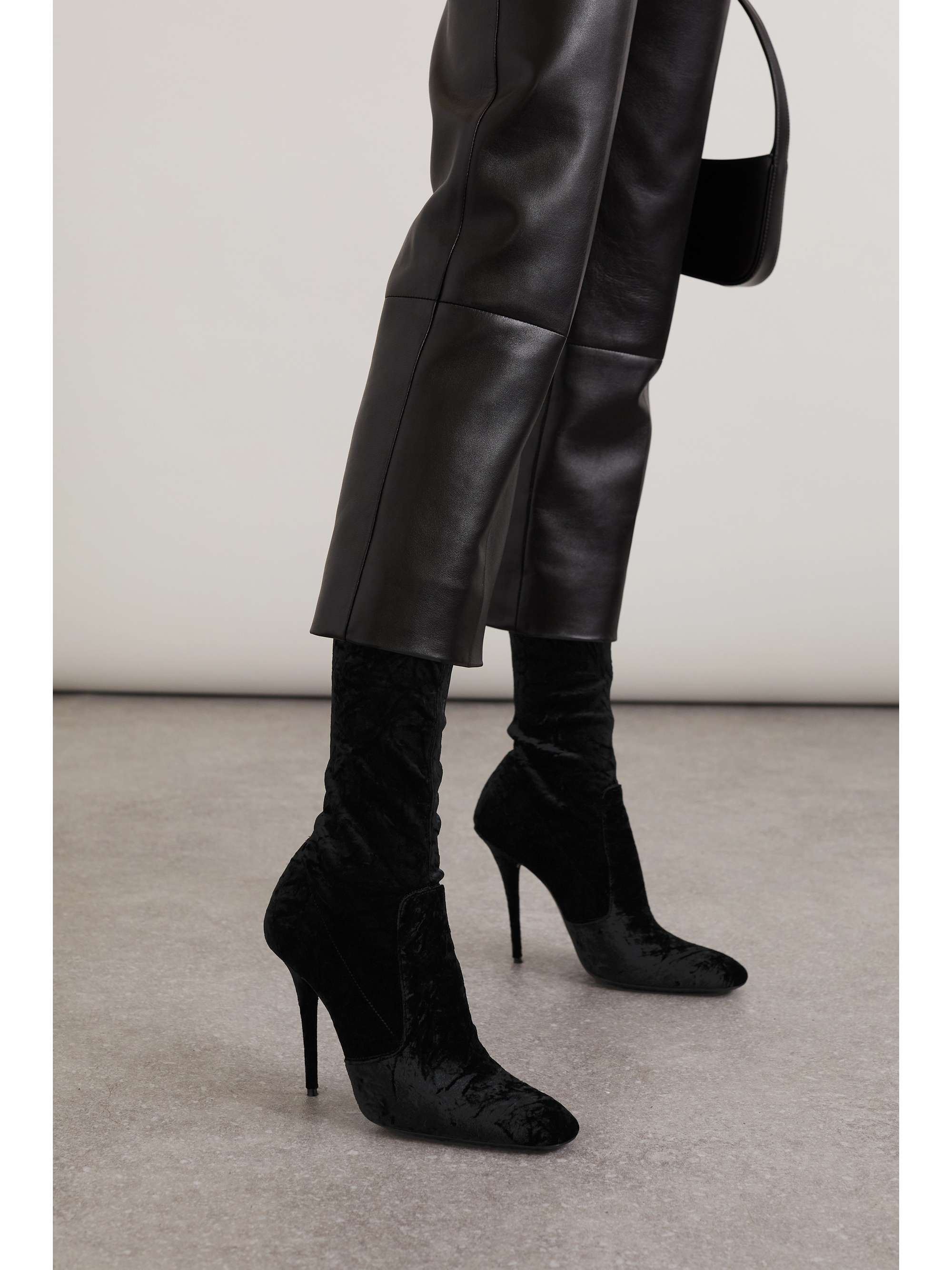 SAINT LAURENT Talia crushed-velvet sock boots | NET-A-PORTER