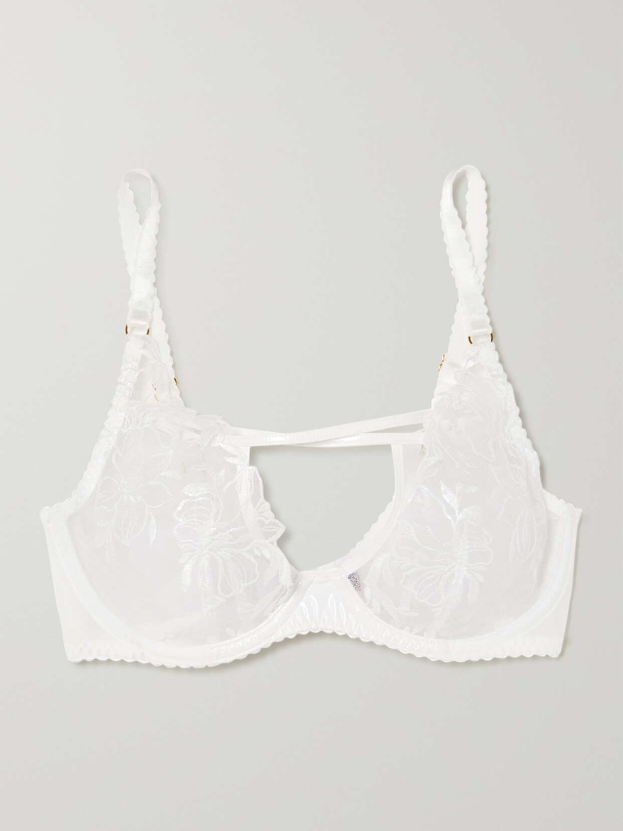 Agent Provocateur - Ozella Cutout Pvc-trimmed Embroidered Tulle Underwired Soft-cup Bra - White