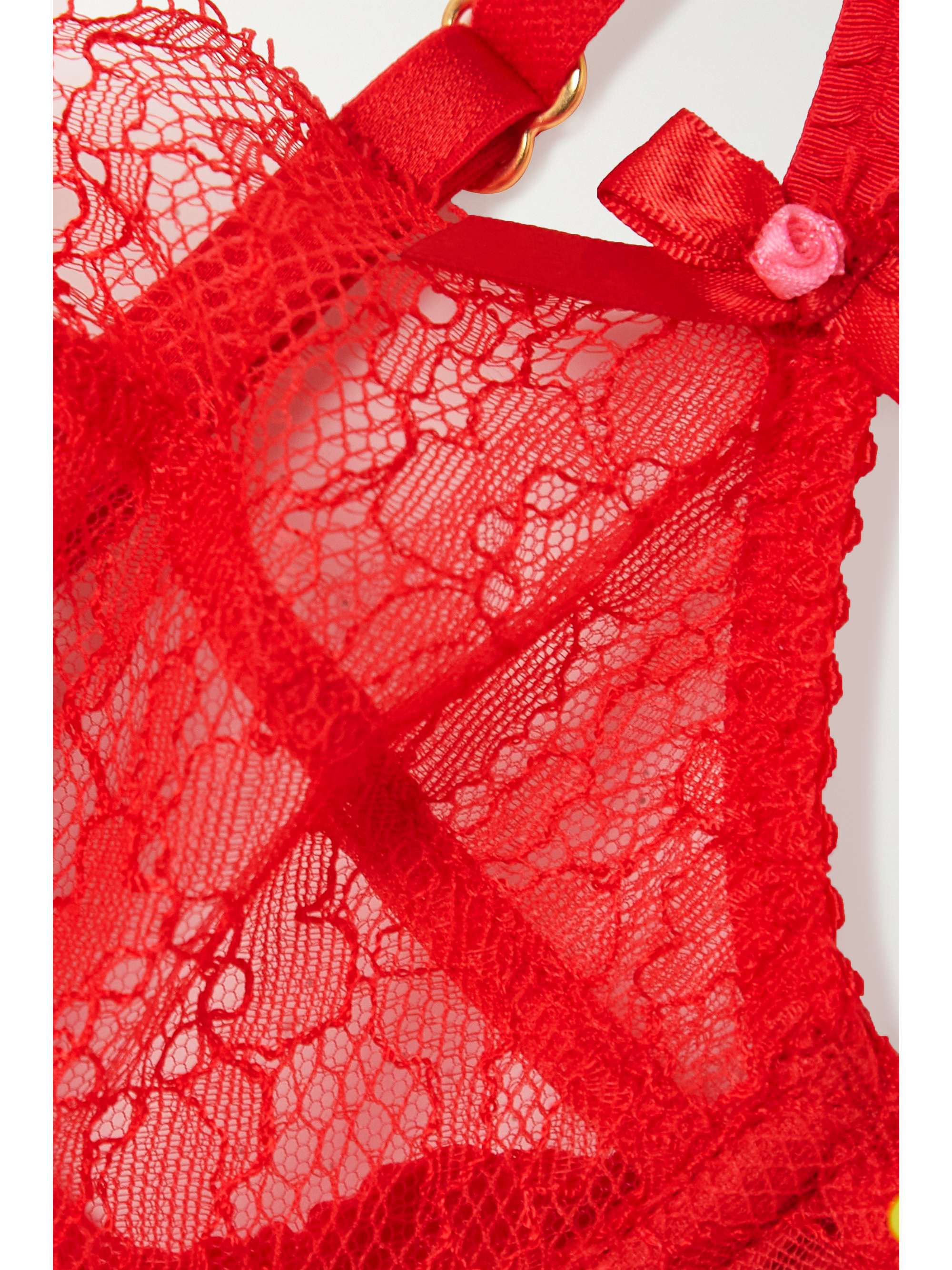 AGENT PROVOCATEUR Lorna bow-embellished Leavers lace underwired soft-cup bra