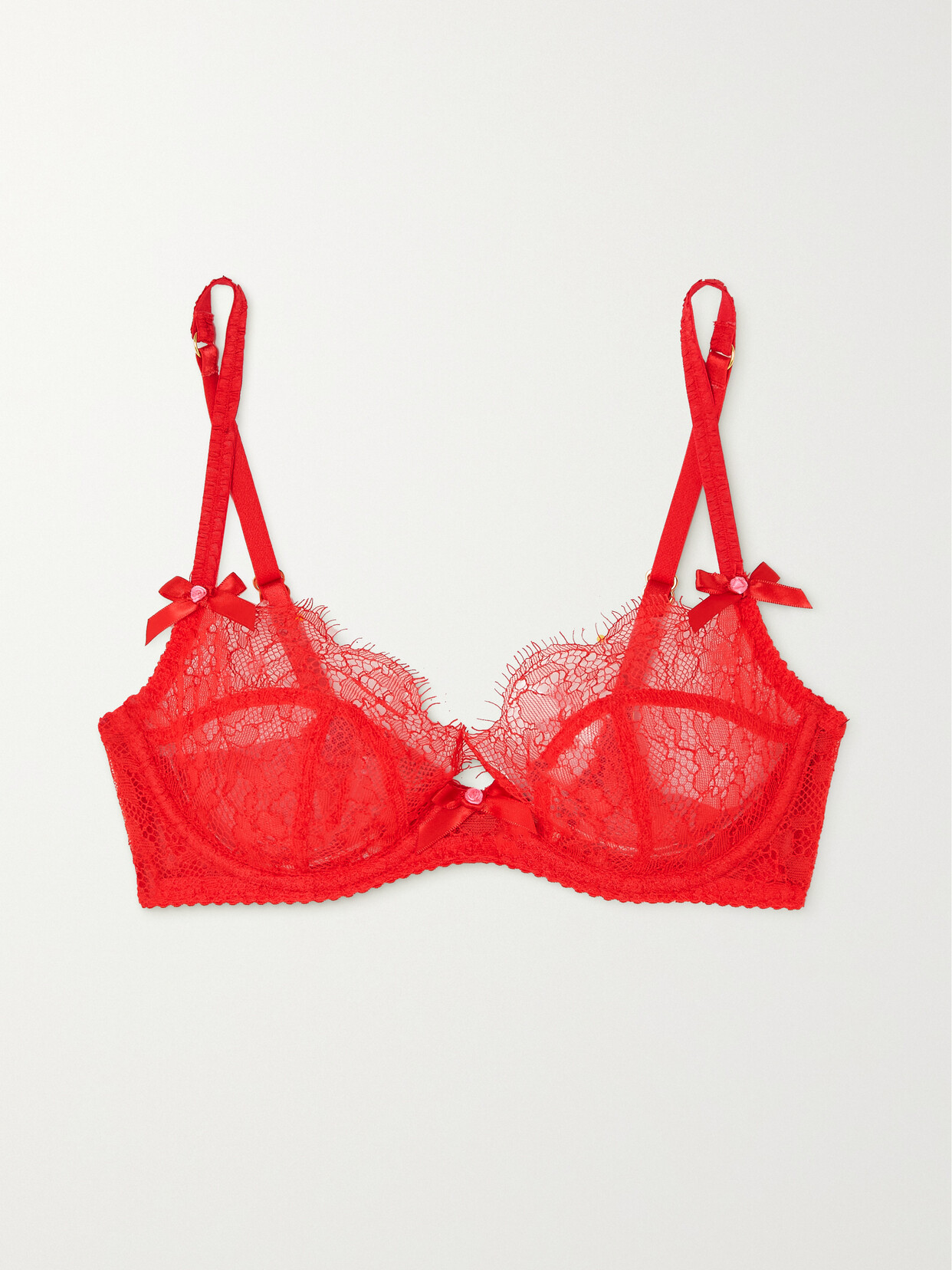 Agent Provocateur - Lorna Bow-embellished Leavers Lace Underwired Soft-cup Bra - 34F