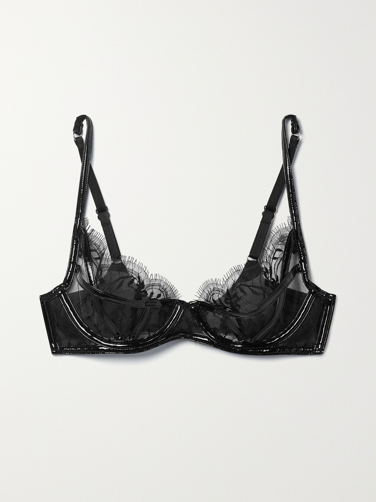 Agent Provocateur - Alyss Pvc-trimmed Leavers Lace Underwired Soft-cup Bra - Black