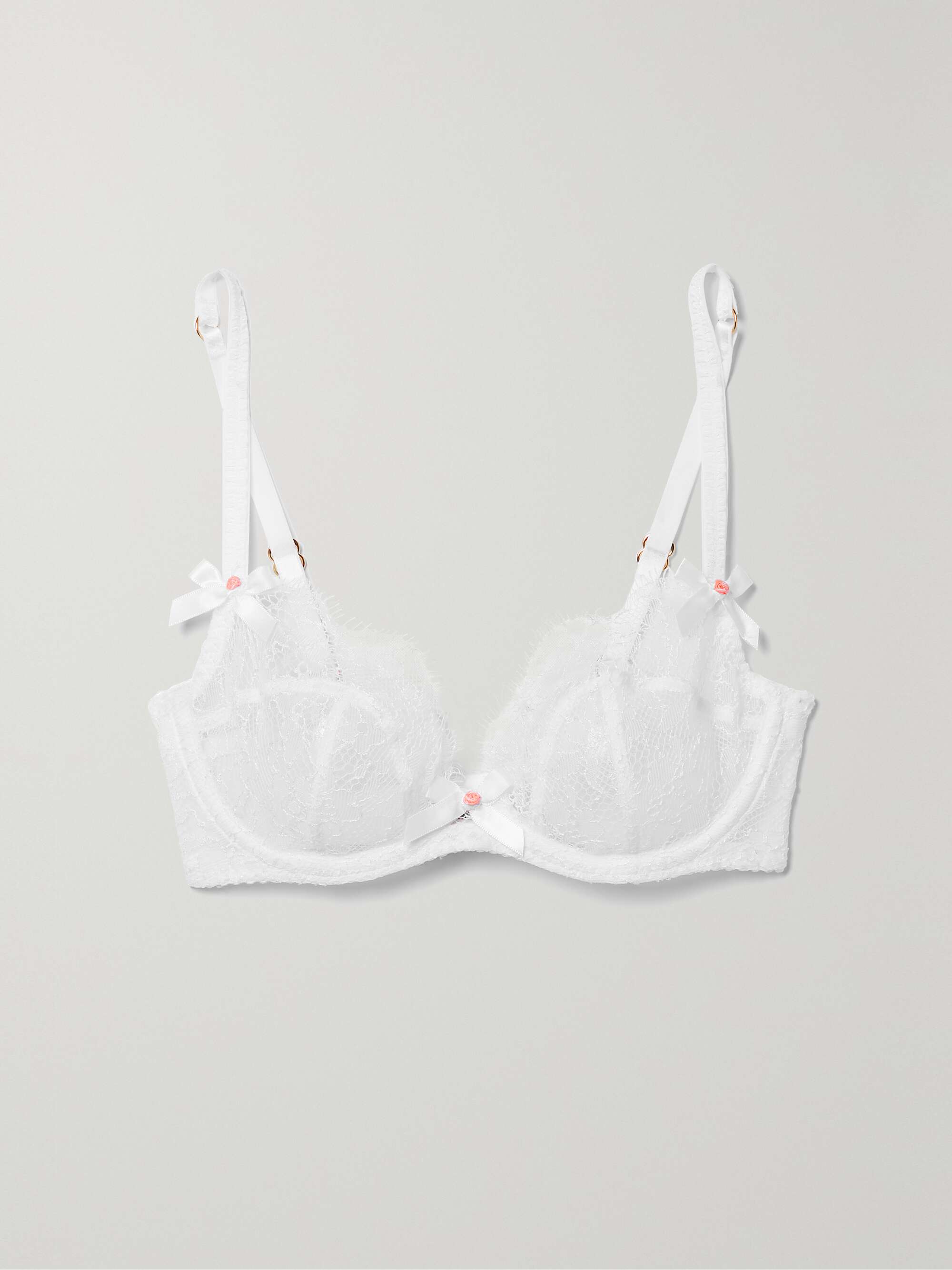 AGENT PROVOCATEUR Lorna bow-embellished Leavers lace underwired soft-cup bra | NET-A-PORTER PT