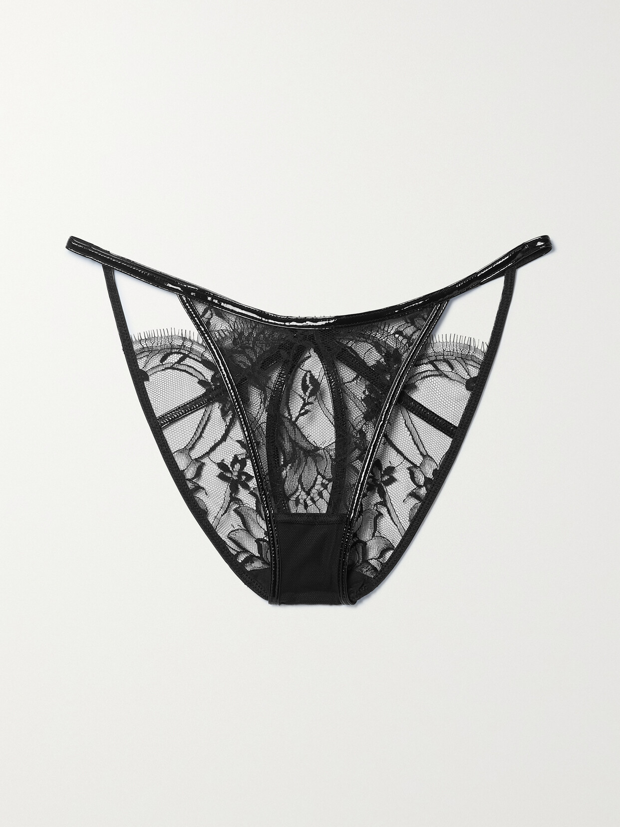 Agent Provocateur - Alyss Cutout Pvc-trimmed Leavers Lace Briefs - Black