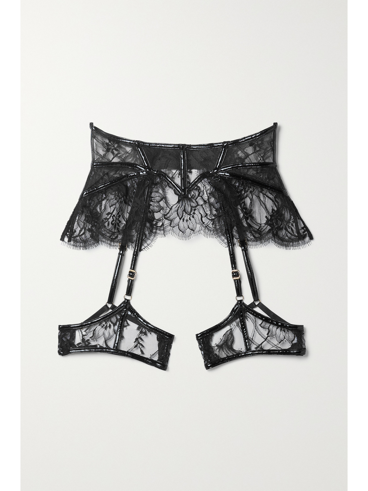 Agent Provocateur - Alyss Pvc-trimmed Leavers Lace Suspender Belt - Black