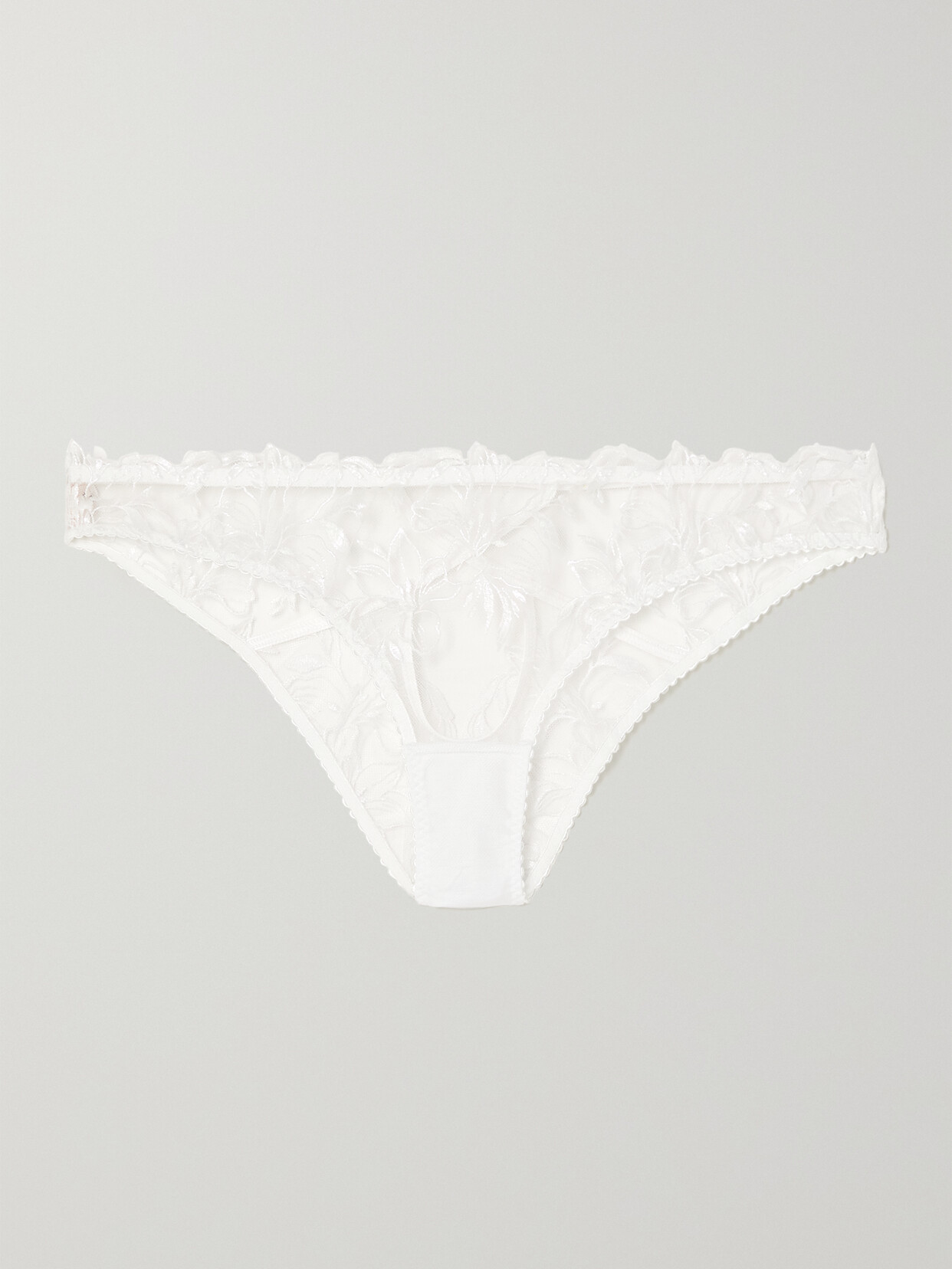Agent Provocateur Ozella Pvc-trimmed Embroidered Stretch-tulle Briefs - White
