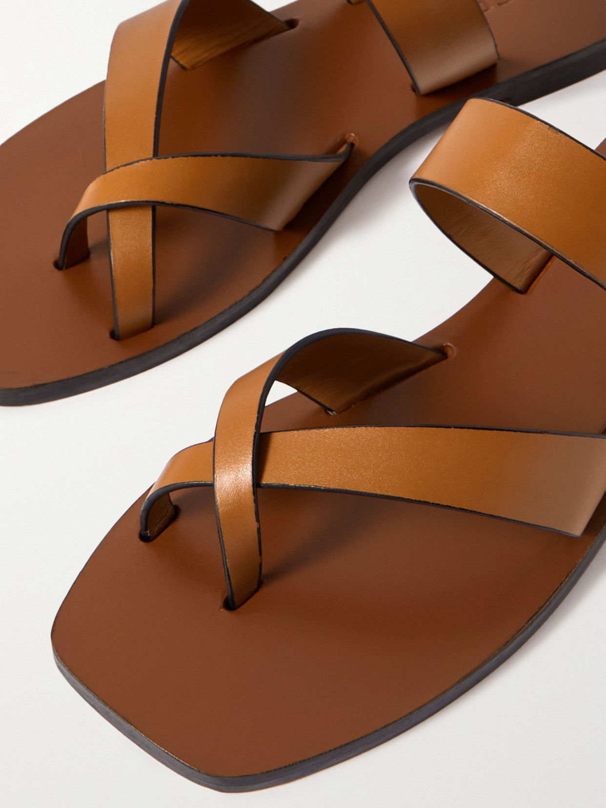 A.emery Carter Leather Slide Sandals In Brown