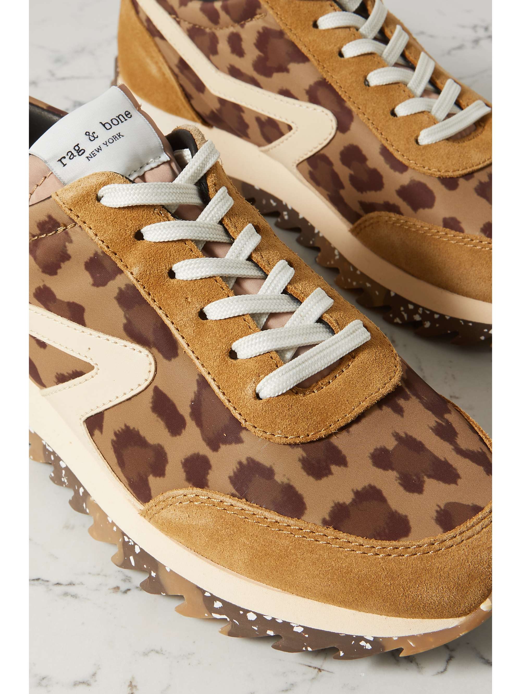 RAG & BONE Retro Runner suede and leather-trimmed leopard-print recycled-shell sneakers