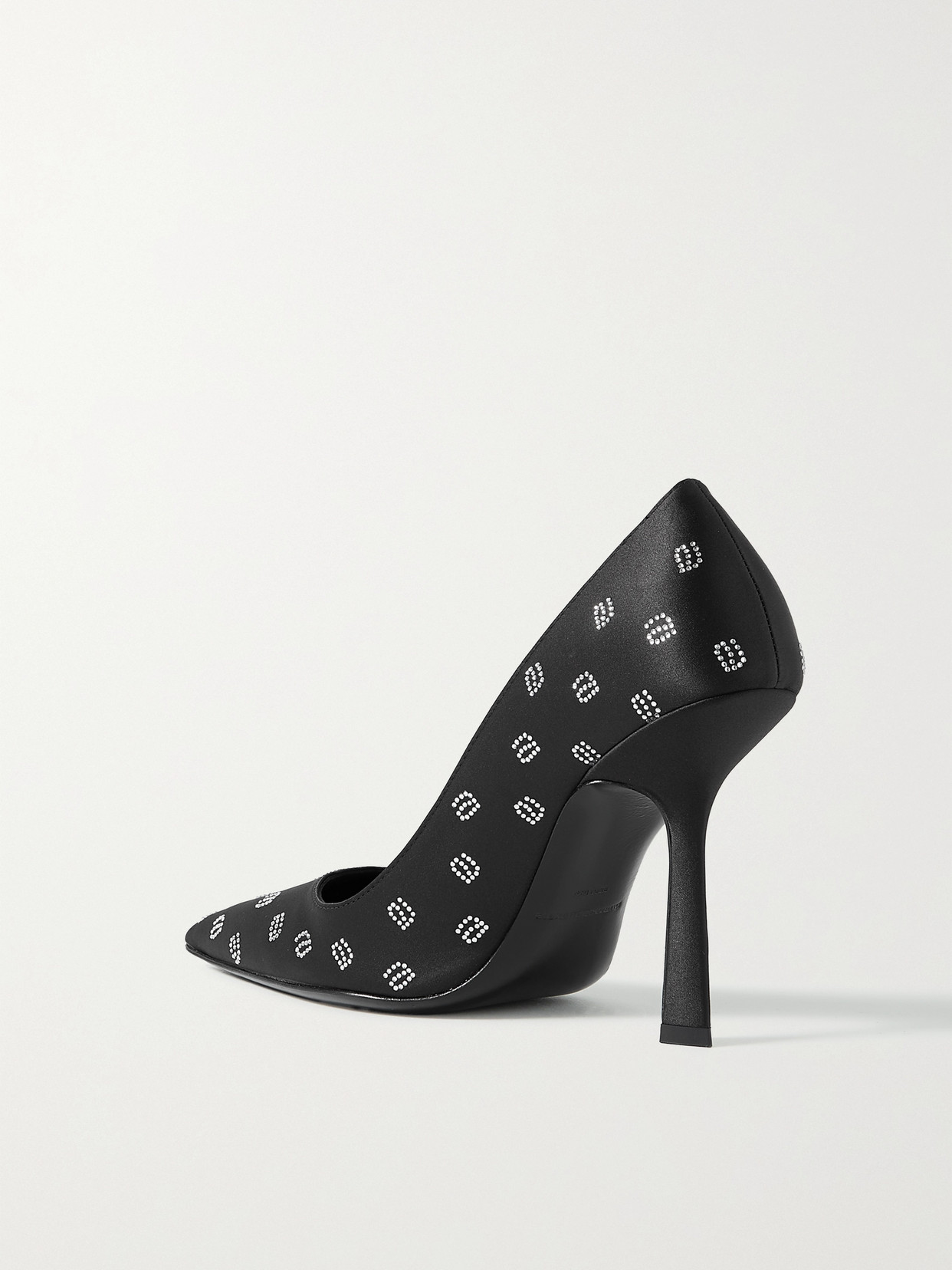Alexander Wang Women's Delphine 105 Crystal Monogram Satin Pumps In Black