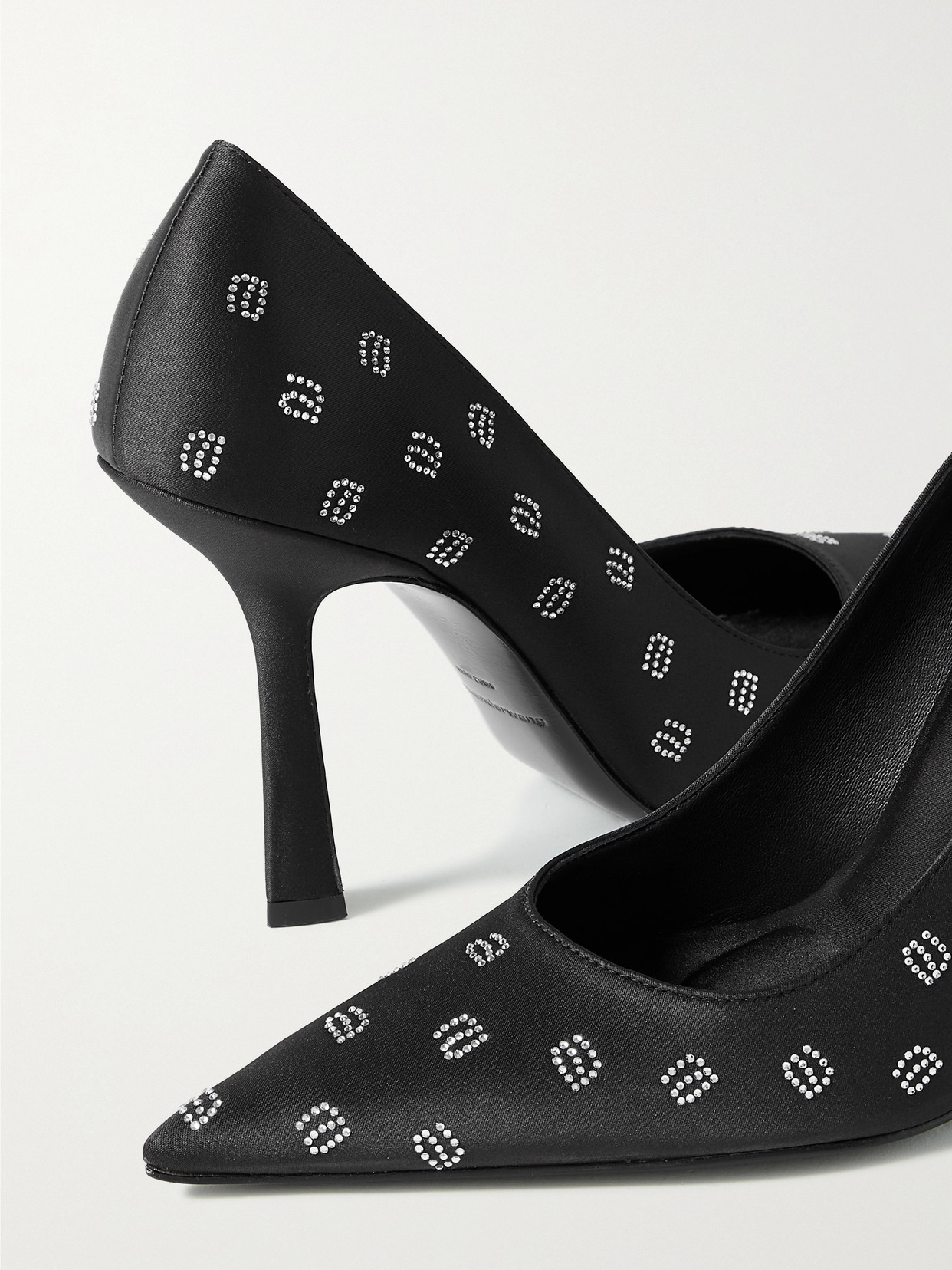 ALEXANDER WANG DELPHINE CRYSTAL-EMBELLISHED SATIN PUMPS