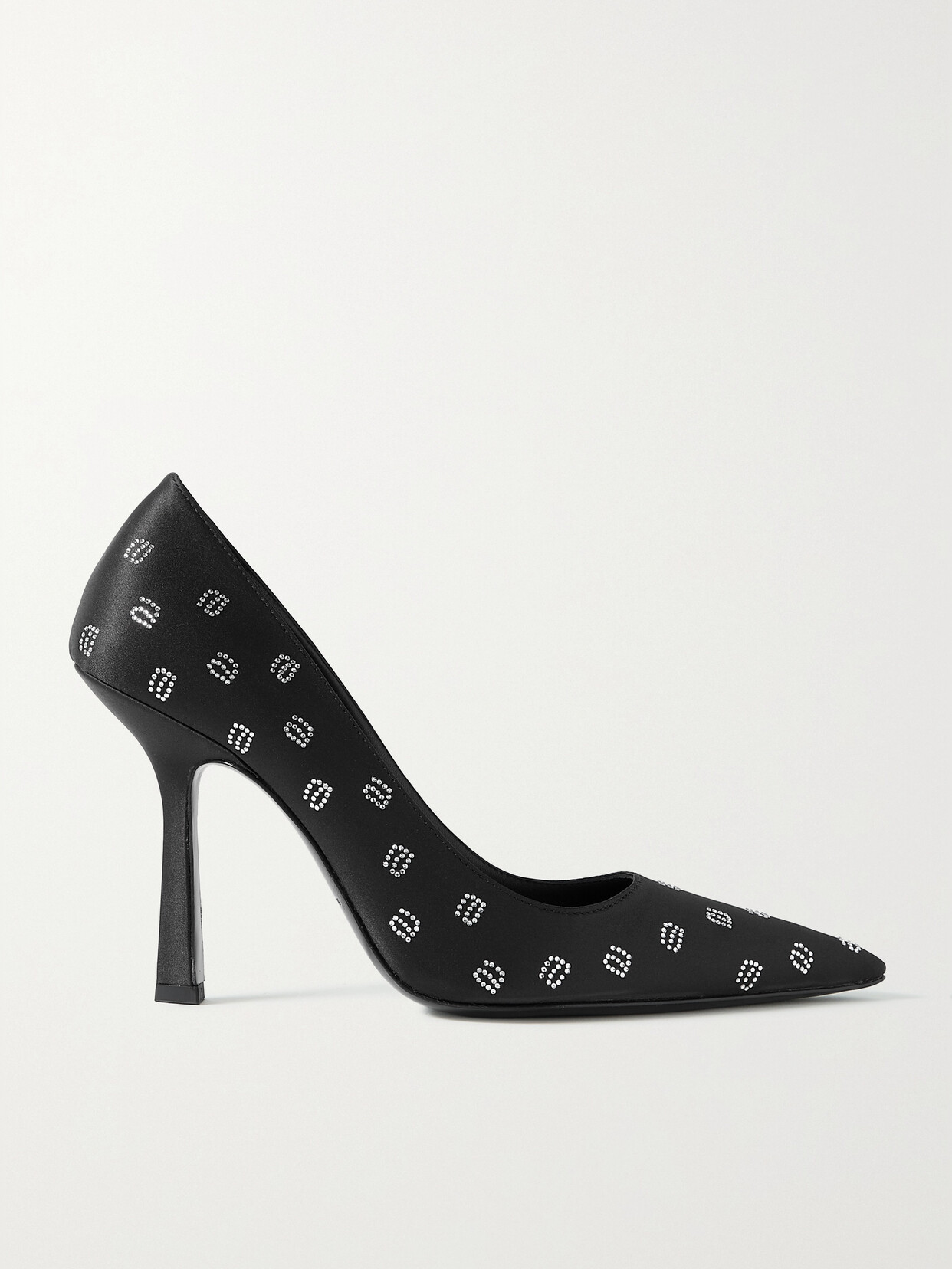 Alexander Wang Women's Delphine 105 Crystal Monogram Satin Pumps In Black