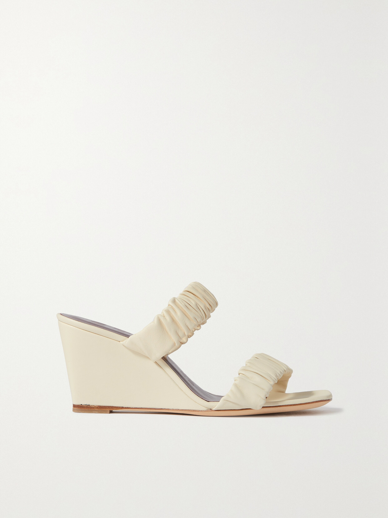 STAUD Frankie Ruched Leather Sandals