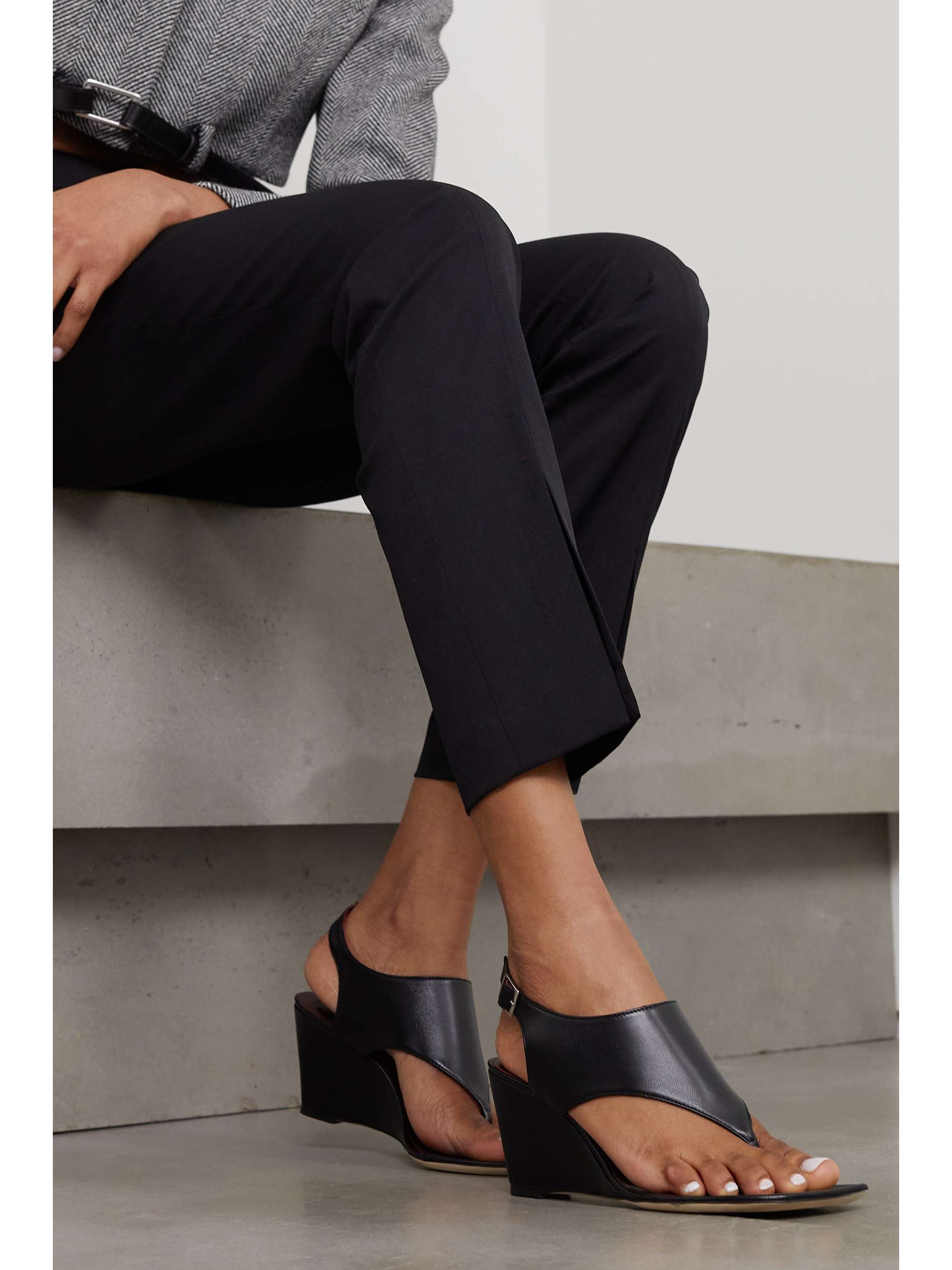 STAUD Alex leather wedge sandals