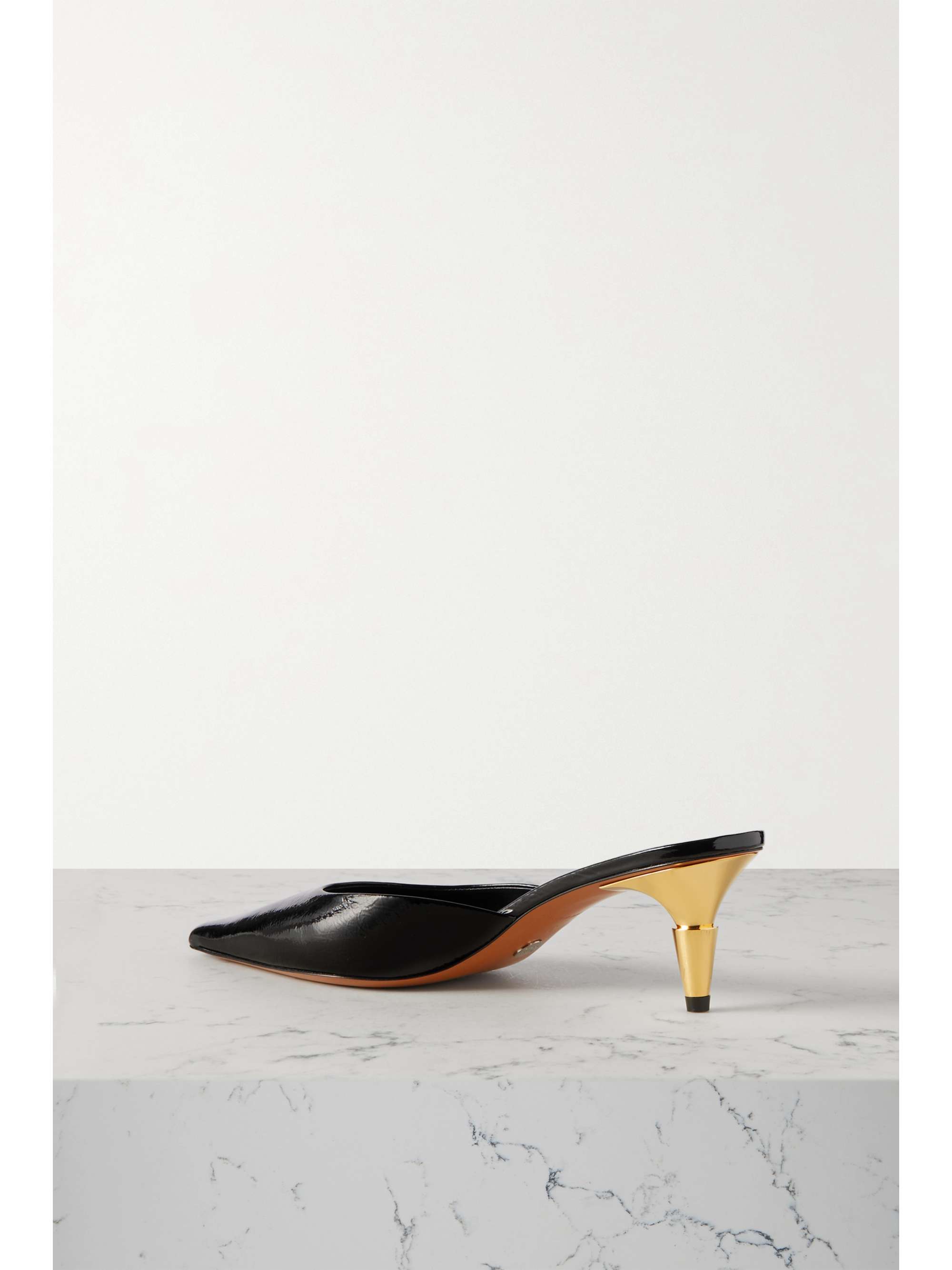 PROENZA SCHOULER Spike crinkled patent-leather mules