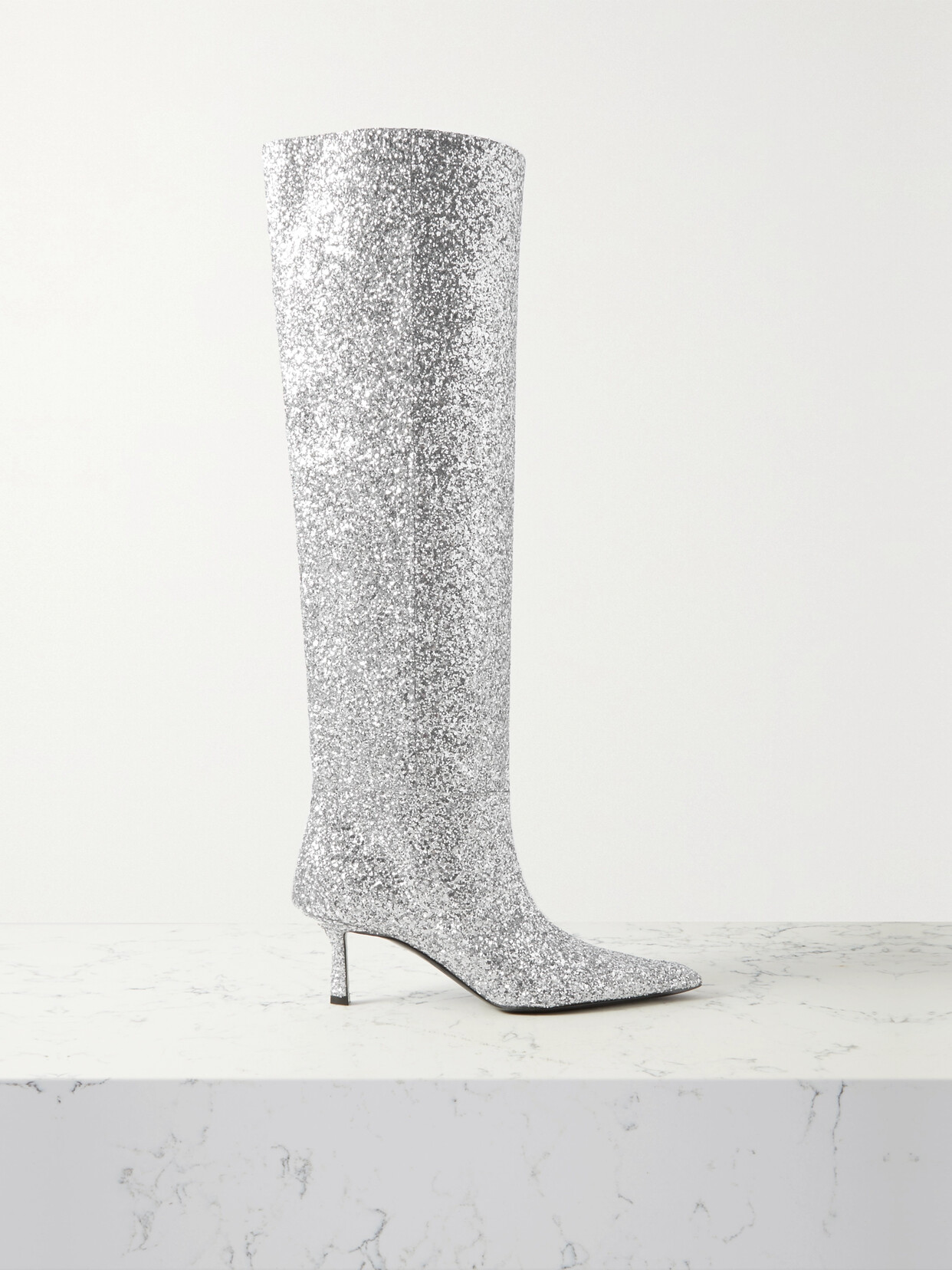 Alexander Wang Silver-tone Viola Glitter Detail 60 Knee-high Boots