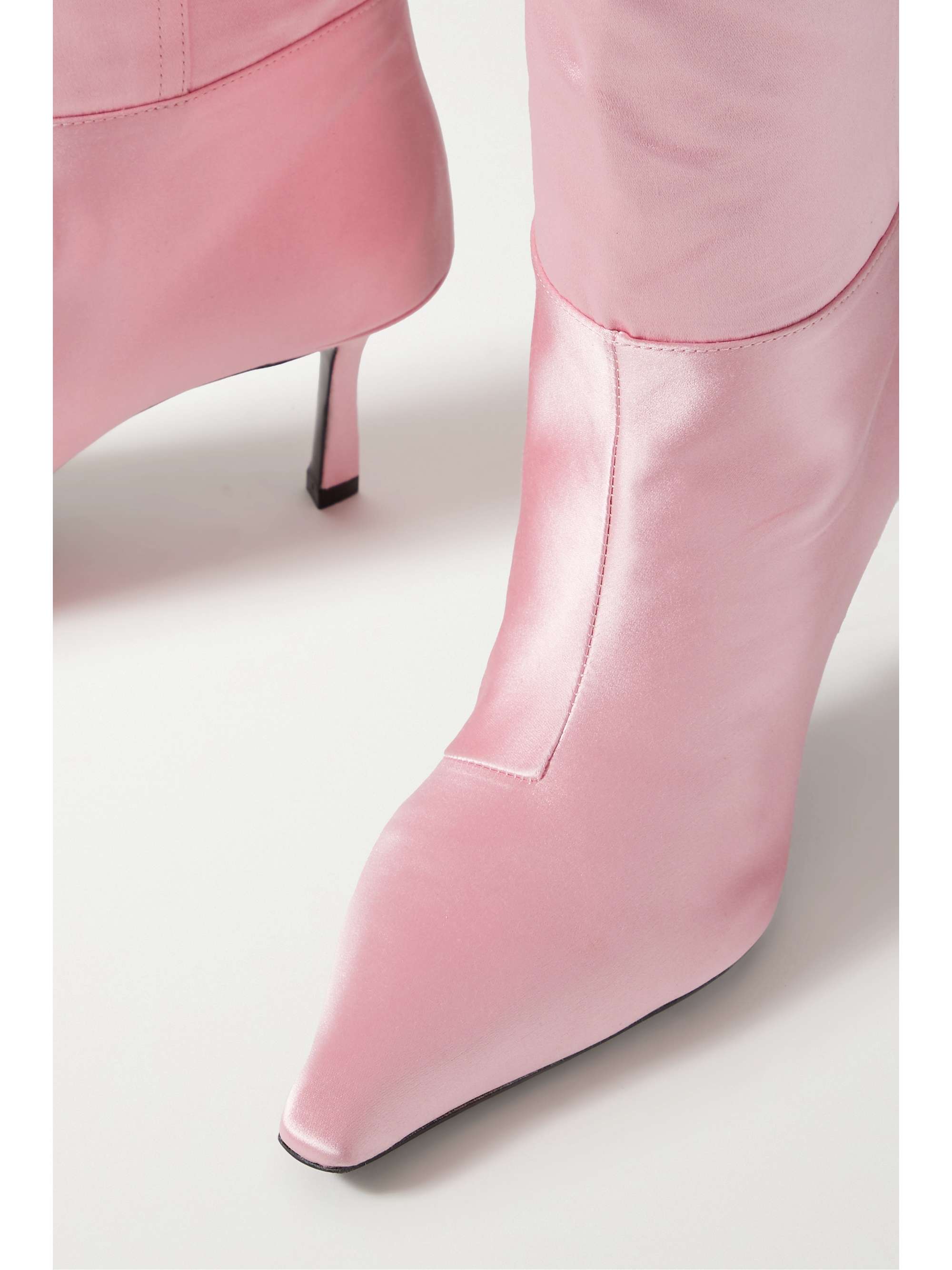 ALEXANDER WANG Viola feather-trimmed satin over-the-knee boots