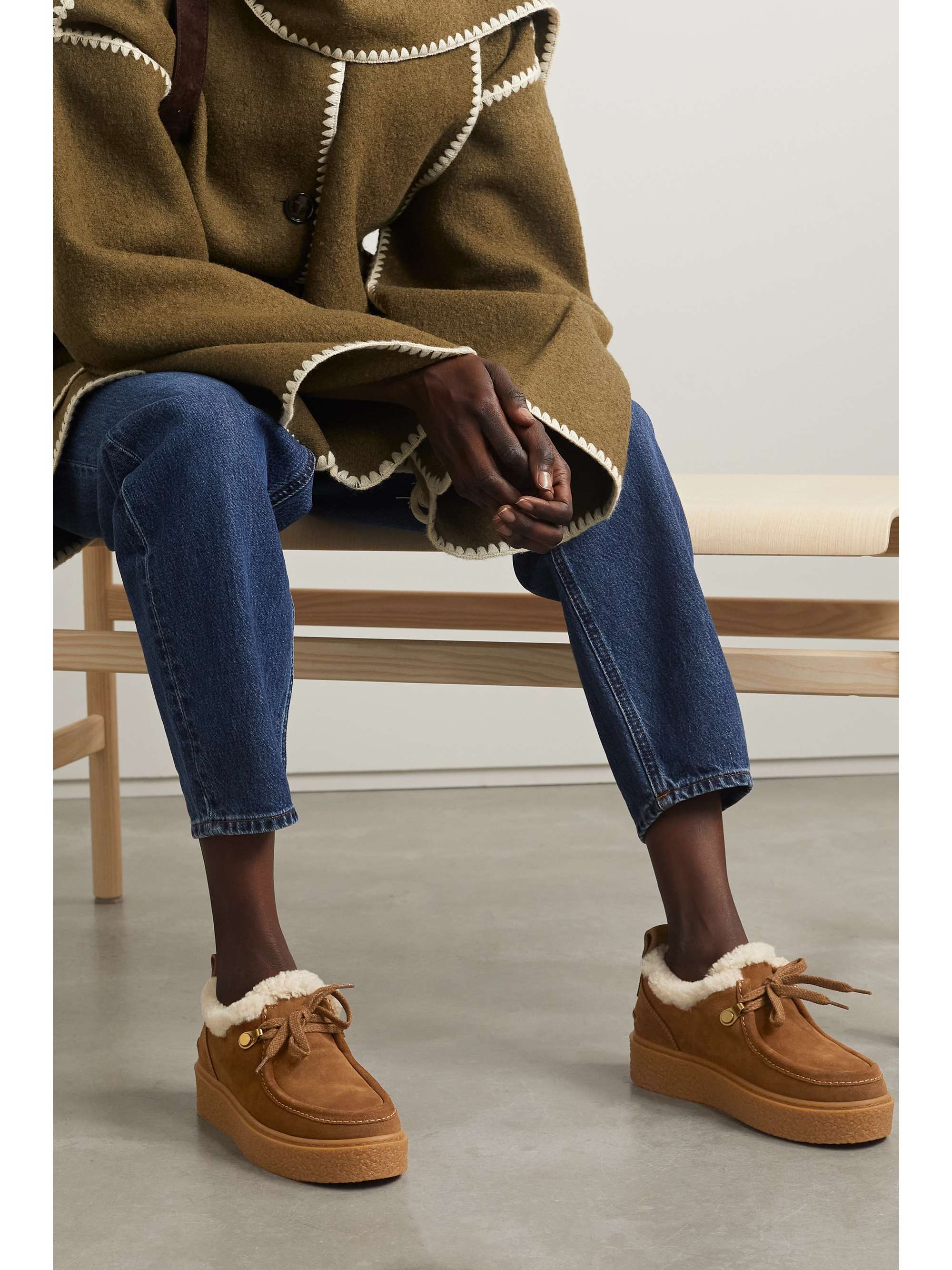 SEE BY CHLOE Jillie shearling lined suede sneakers NET A PORTER
