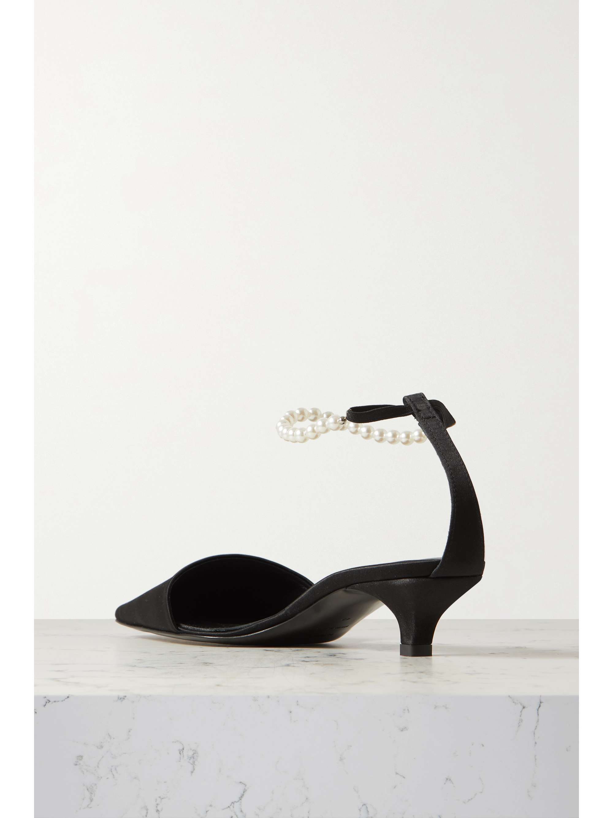 TOTEME Faux pearl-embellished satin pumps
