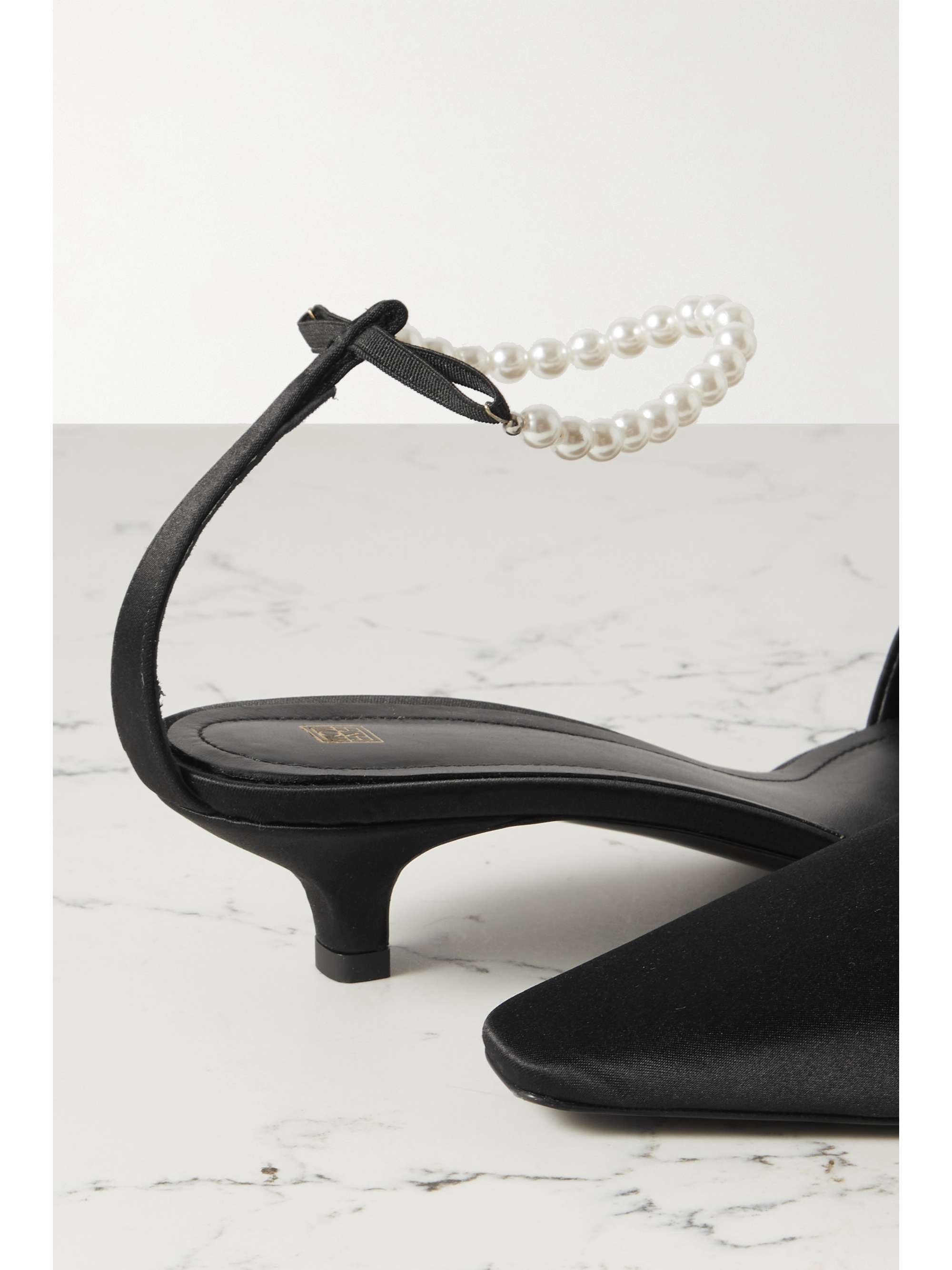 TOTEME Faux pearl-embellished satin pumps
