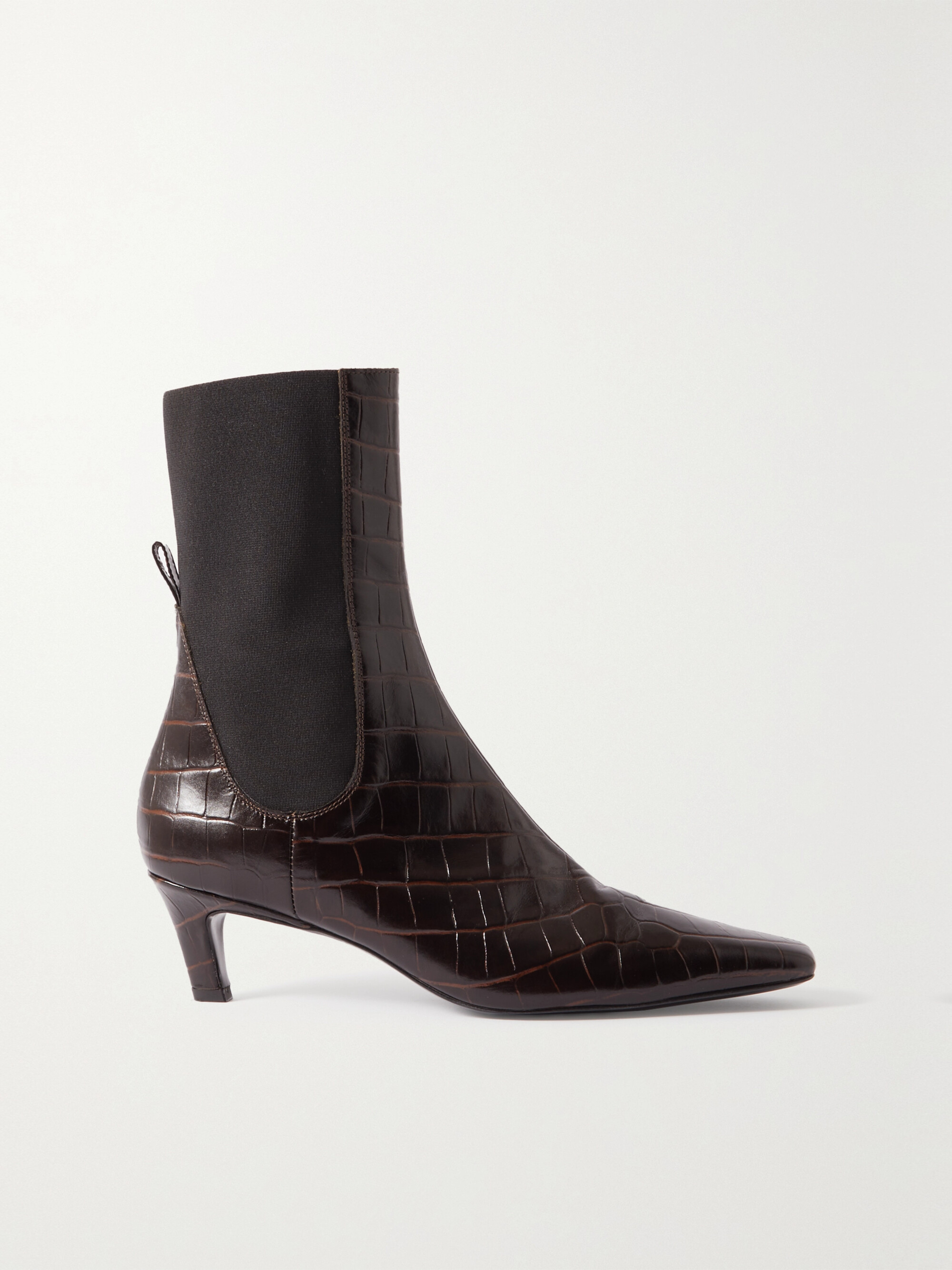 TOTEME + NET SUSTAIN The Mid Heel croc-effect leather ankle boots