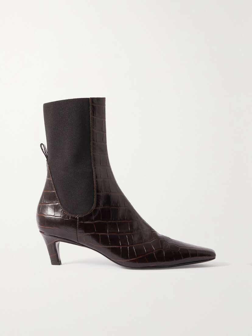 TOTEME + Net Sustain The Mid Heel Croc-effect Leather Ankle Boots