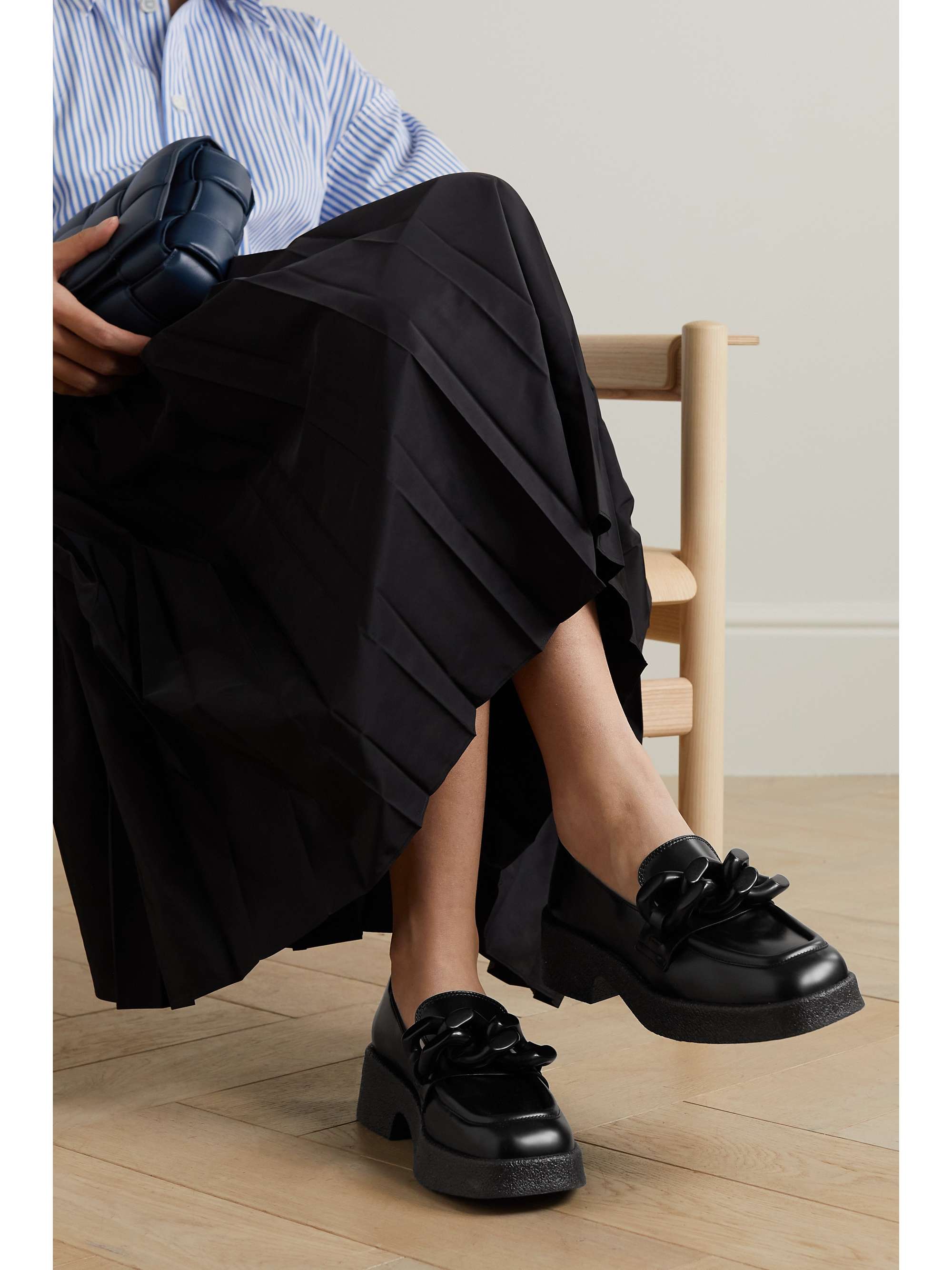 STELLA MCCARTNEY Skyla chain-embellished vegetarian leather platform loafers
