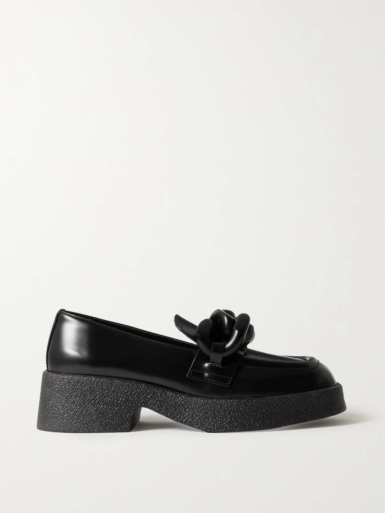 Stella McCartney - Skyla Chain-embellished Vegetarian Leather Platform Loafers - Black