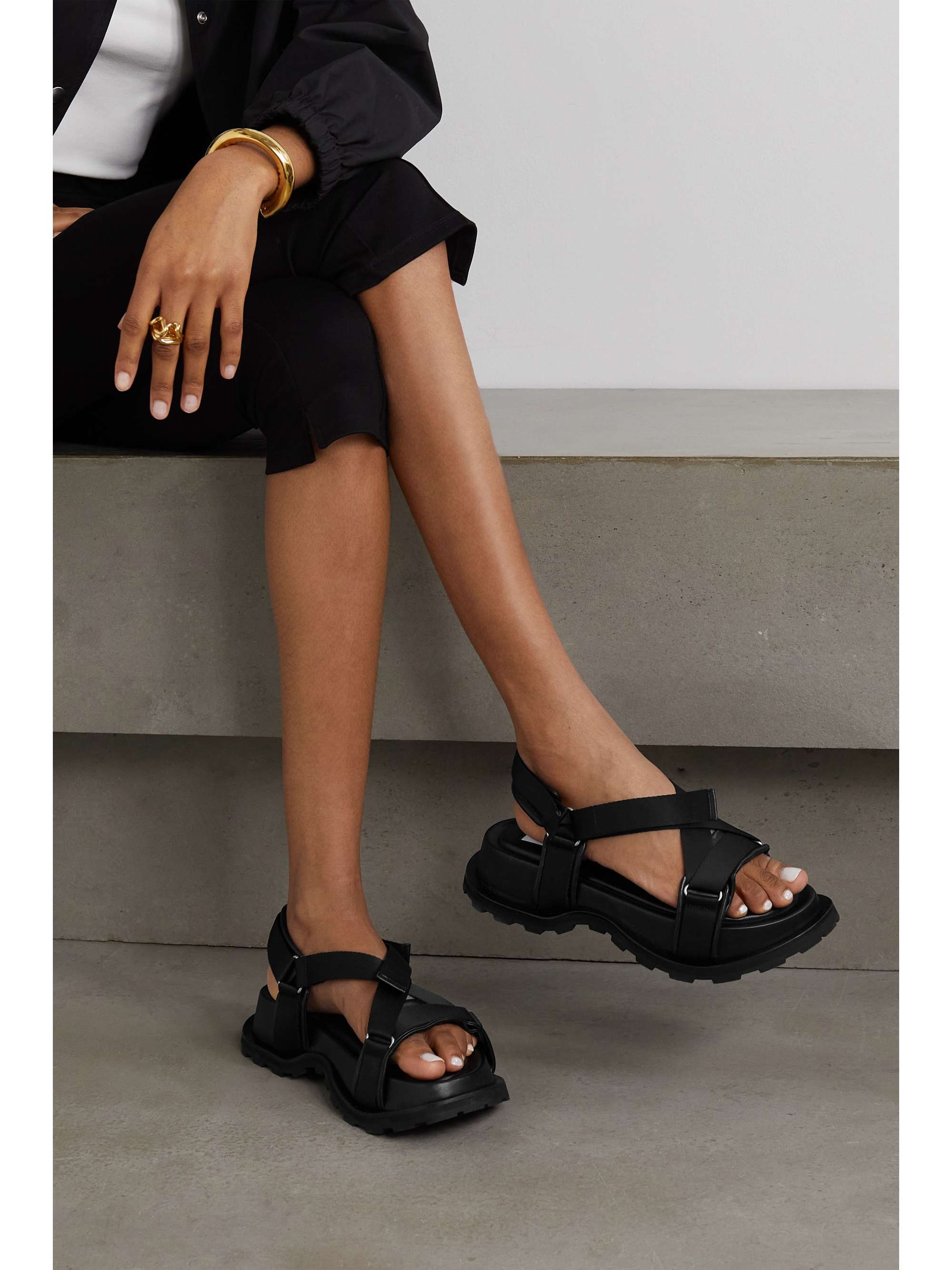 stikstof Dokter Onafhankelijk JIL SANDER Leather platform sandals | NET-A-PORTER