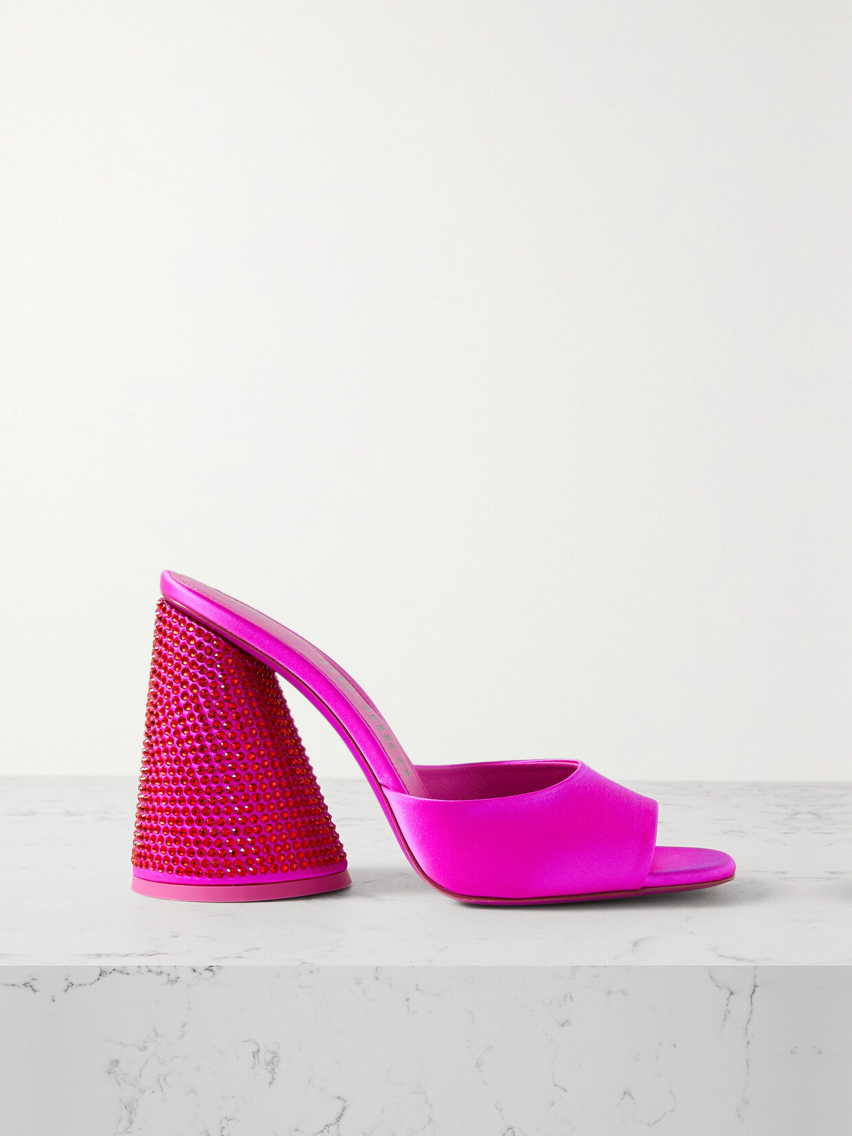 Shop Attico Luz Crystal-embellished Satin Mules In Pink