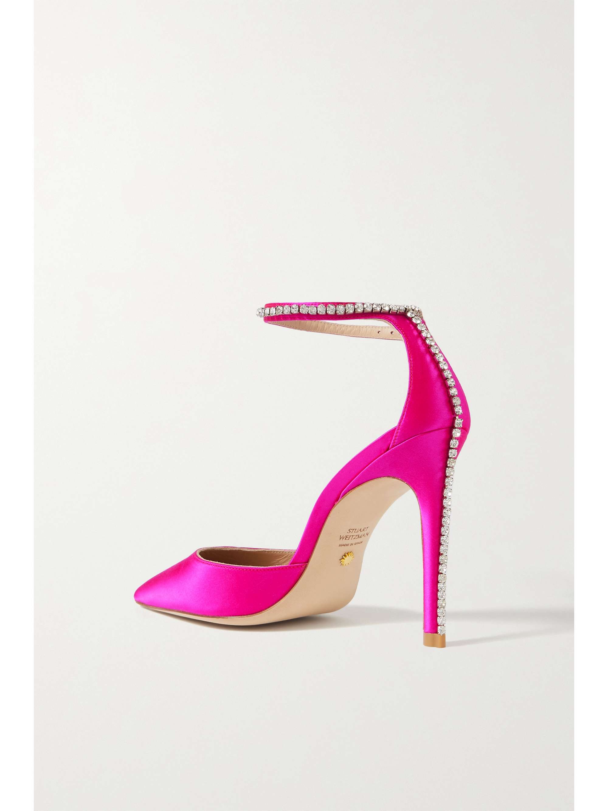 STUART WEITZMAN Glam crystal-embellished satin pumps