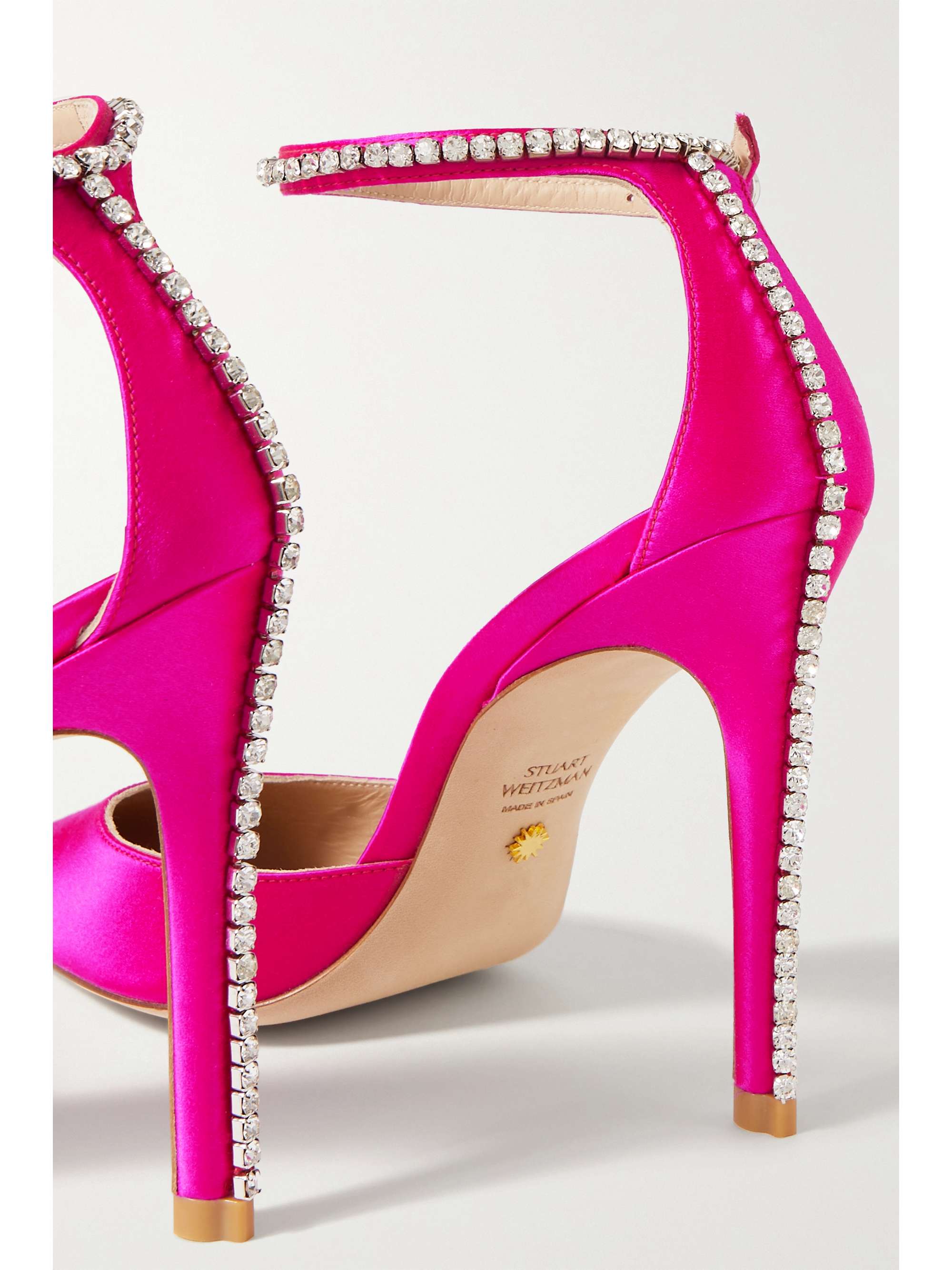STUART WEITZMAN Glam crystal-embellished satin pumps