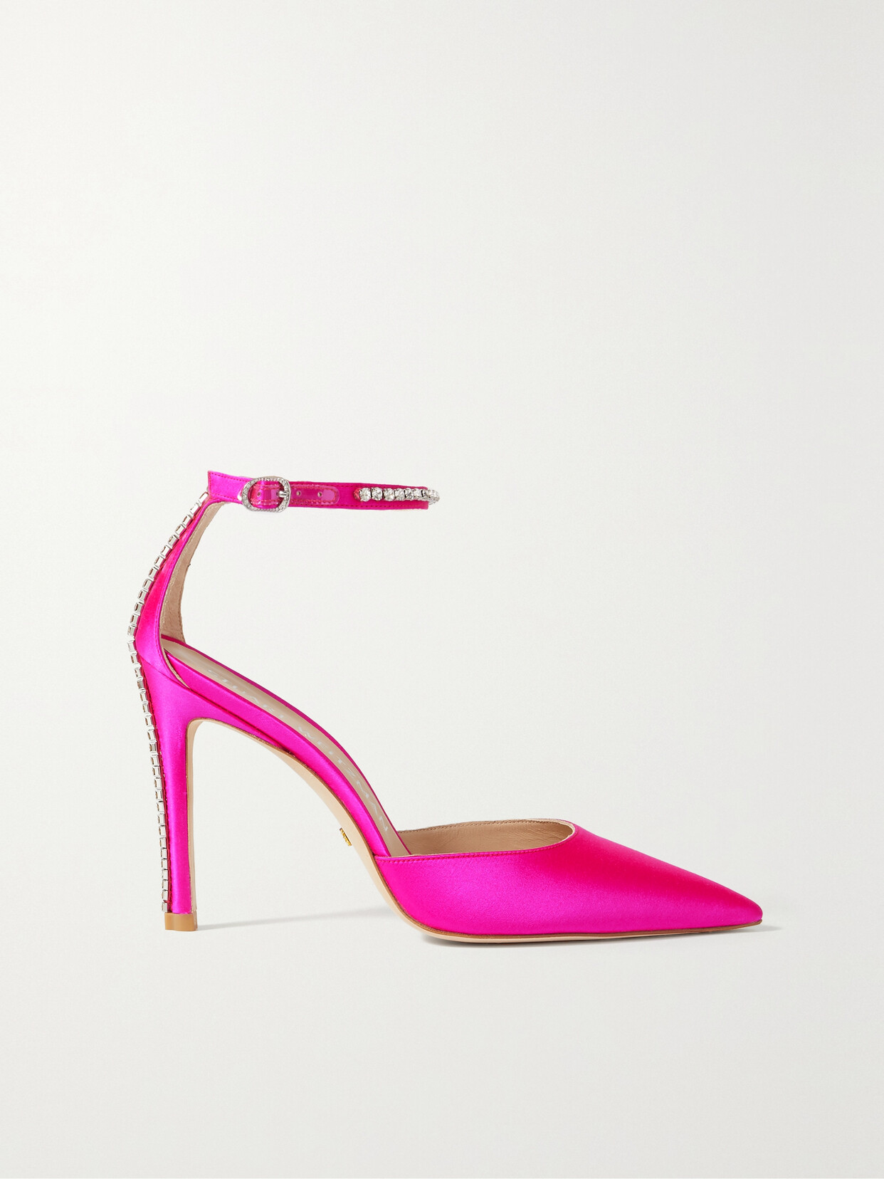 Stuart Weitzman - Glam Crystal-embellished Satin Pumps - Pink