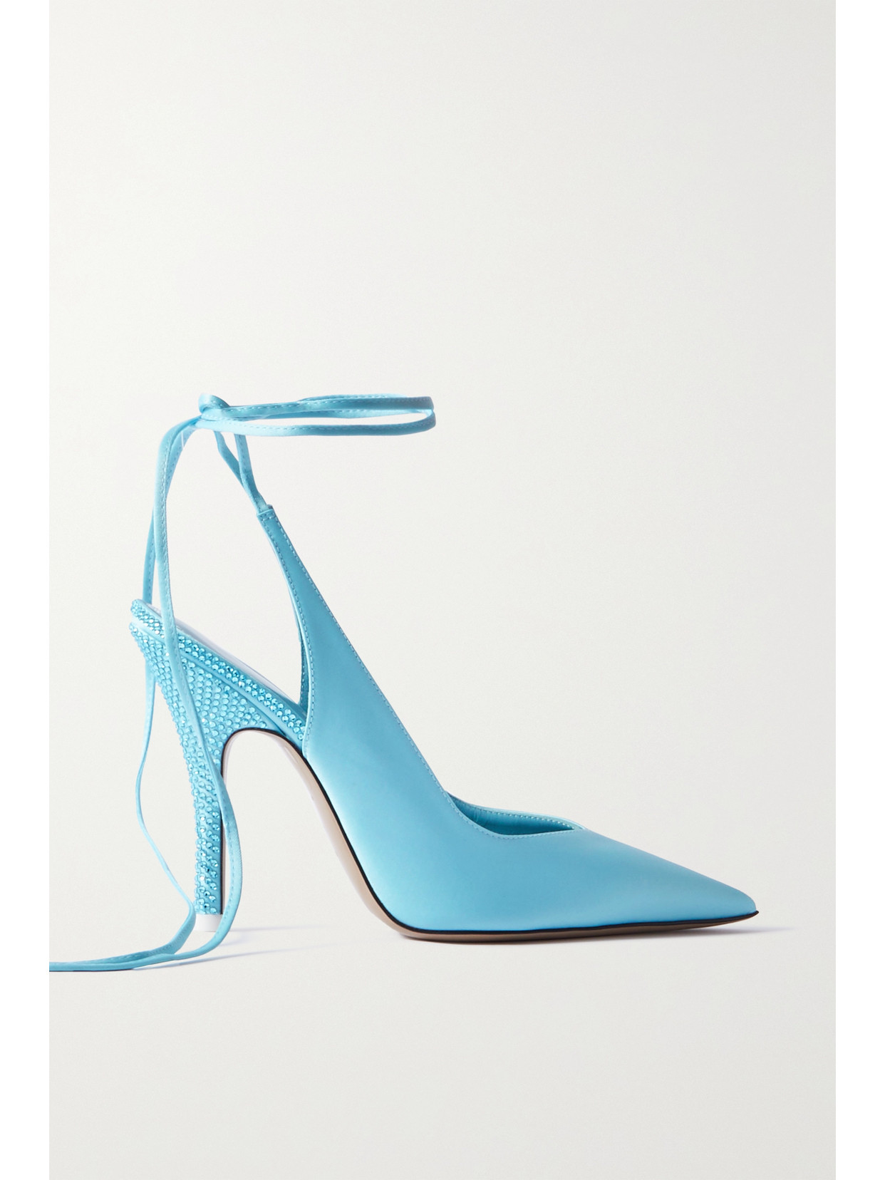 Shop Attico Venus Crystal-embellished Satin Pumps In Blue