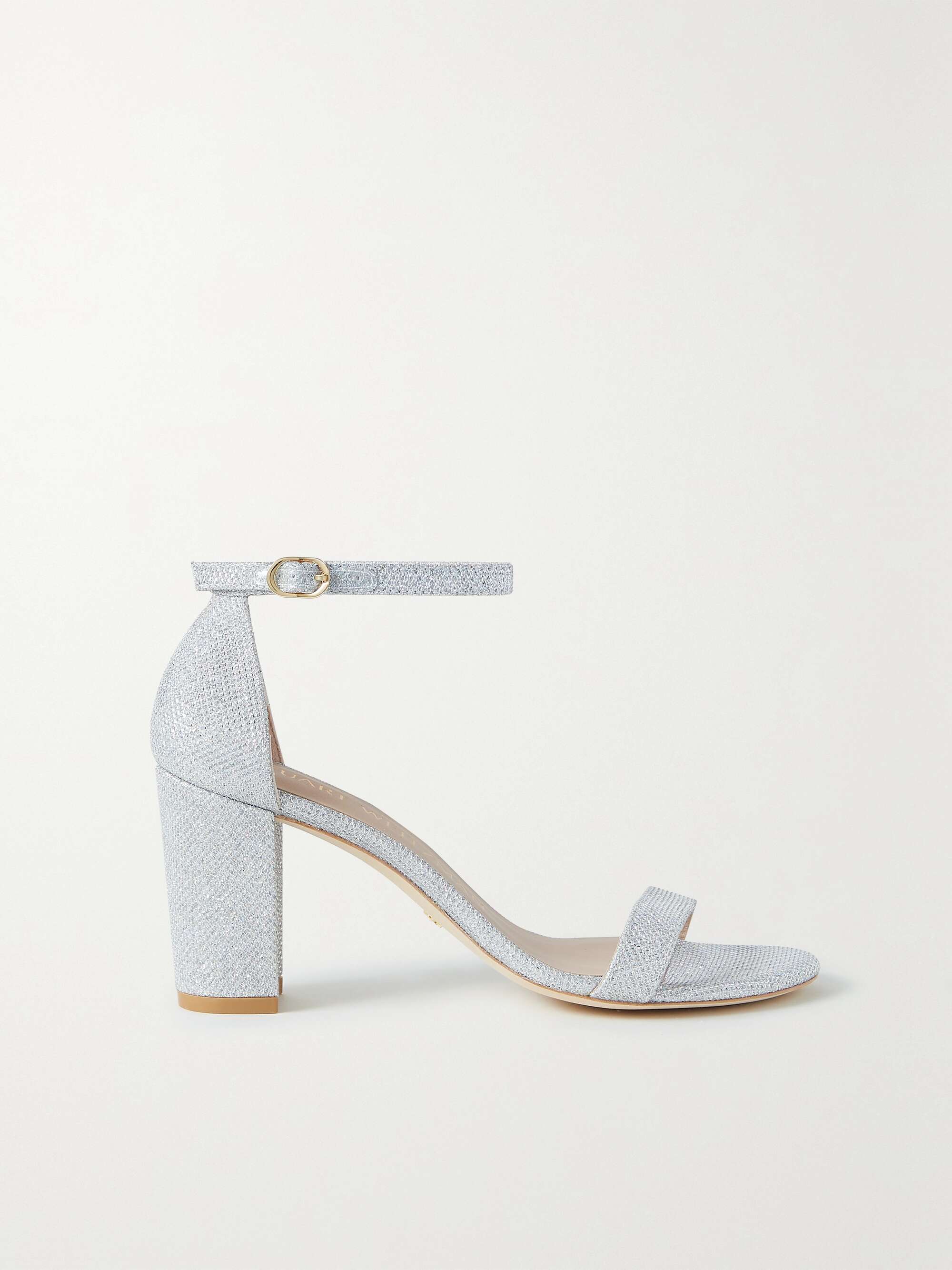 STUART WEITZMAN NearlyNude glittered mesh sandals | NET-A-PORTER