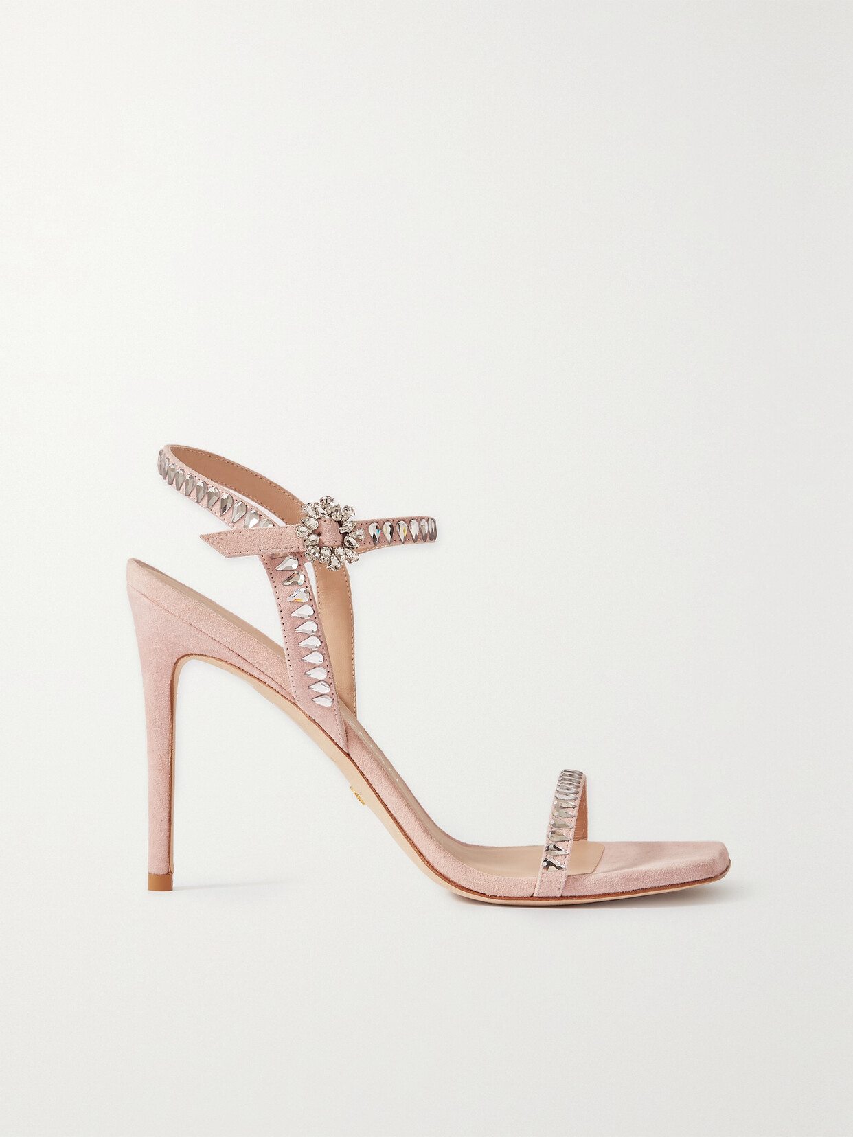 Stuart Weitzman - Gemcut Swarovski Crystal-embellished Suede Sandals - Pink