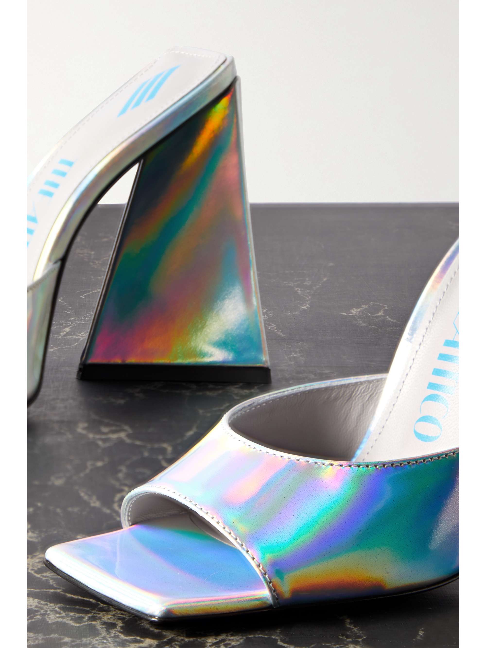 Silver Devon iridescent leather mules | THE ATTICO | NET-A-PORTER