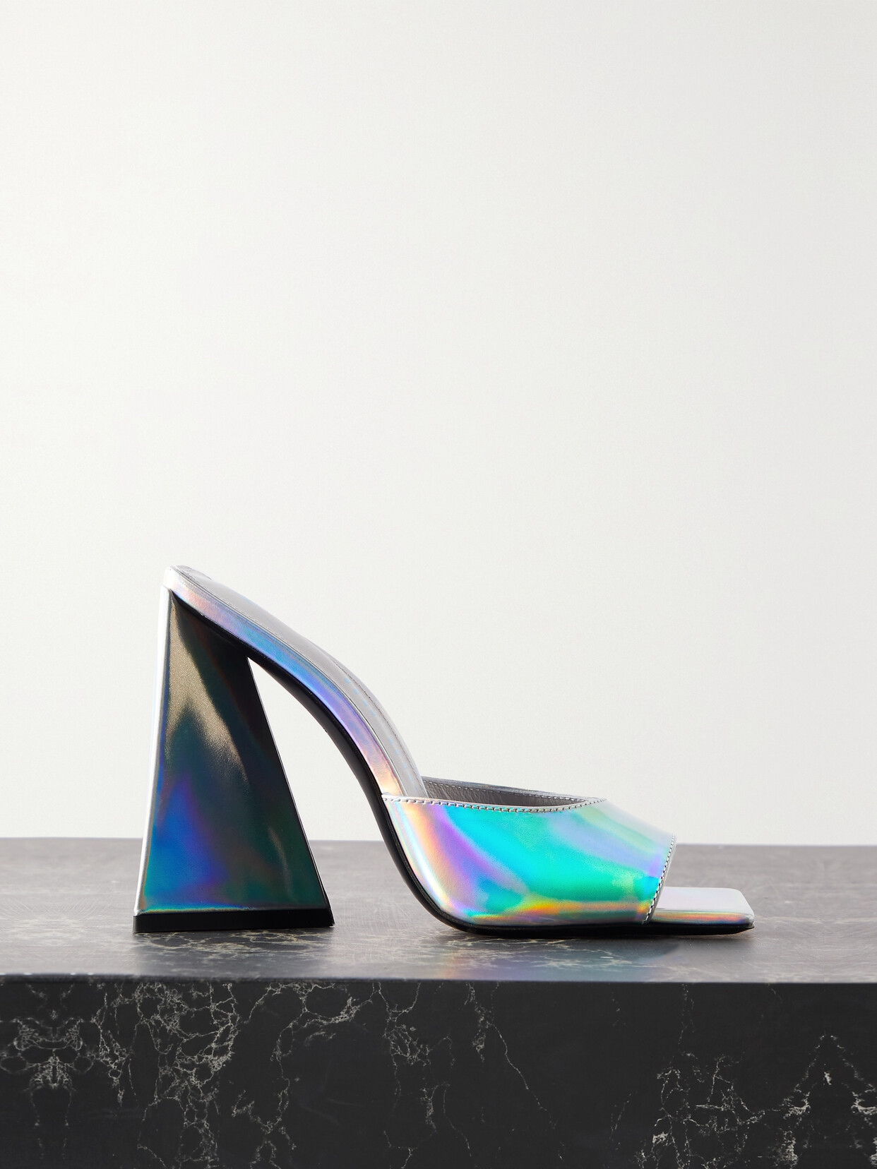 The Attico Devon Iridescent Leather Mules - Silver