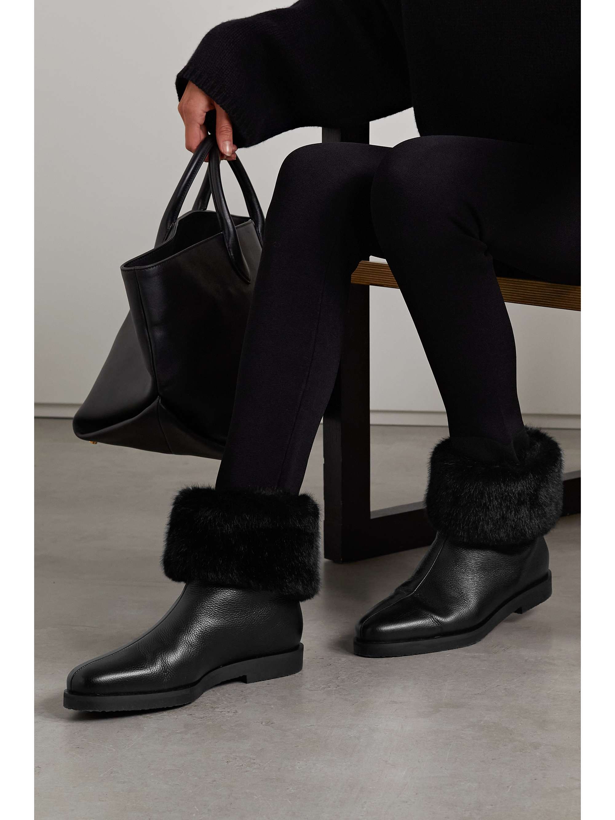 TOTEME The Off-Duty faux fur-lined textured-leather boots