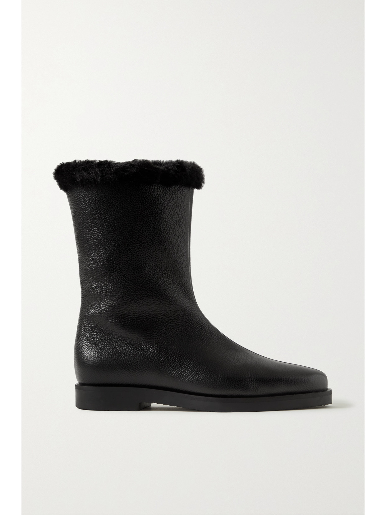 TOTEME - The Off-duty Faux Fur-lined Textured-leather Boots - Black