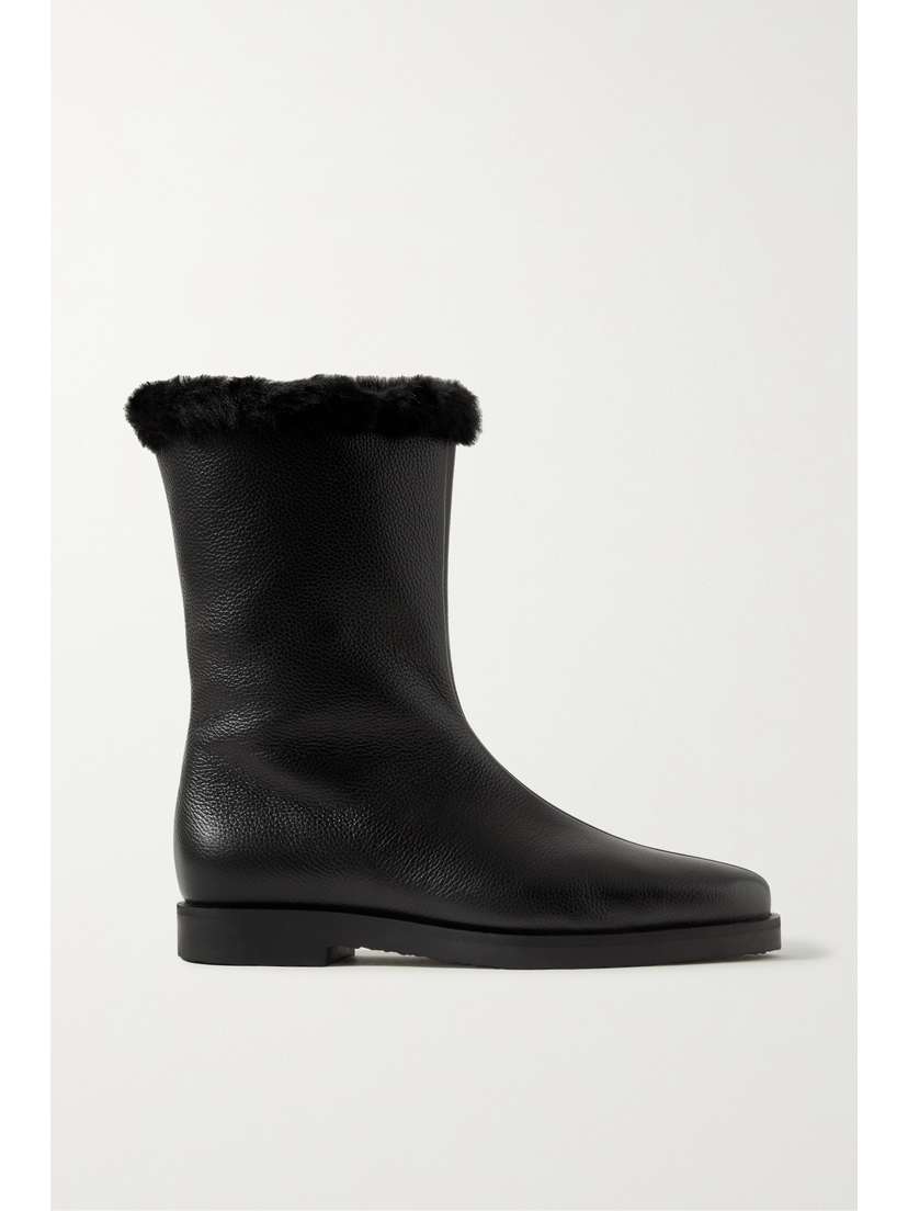 TOTEME The Off-duty Faux Fur-lined Textured-leather Boots