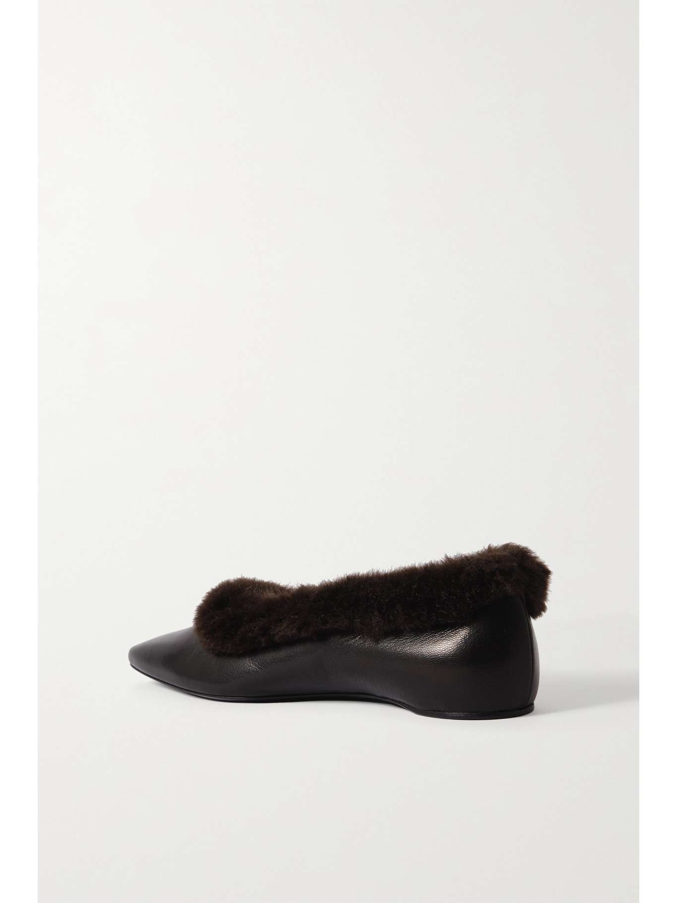 Toteme - The Gathered Leather Ballet Flats - Womens - Black - Editorialist