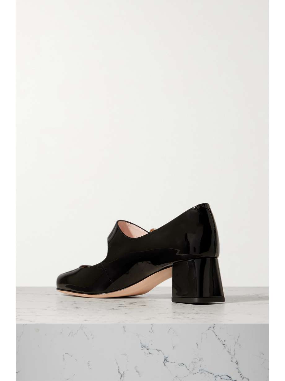 Black TrÃ¨s Vivier crystal-embellished patent-leather Mary Jane pumps | ROGER VIVIER | NET-A-PORTER