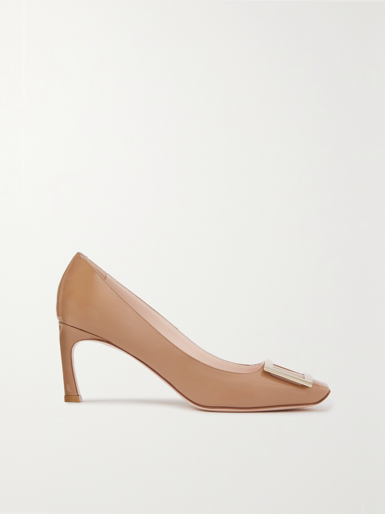 Roger Vivier - Belle Vivier Trompette Embellished Patent-leather Pumps - Neutrals