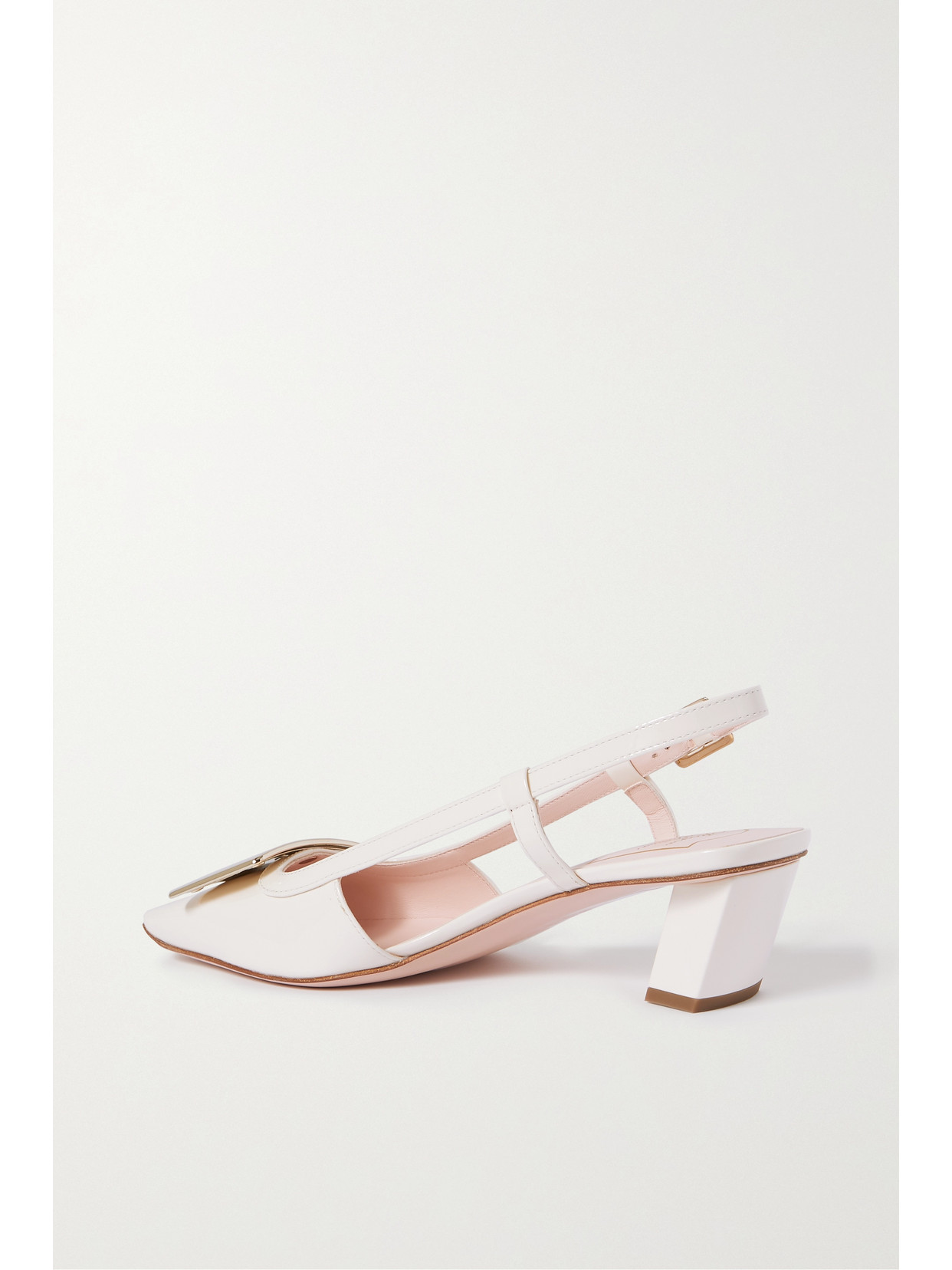 Shop Roger Vivier Belle Vivier Patent-leather Slingback Pumps In Cream