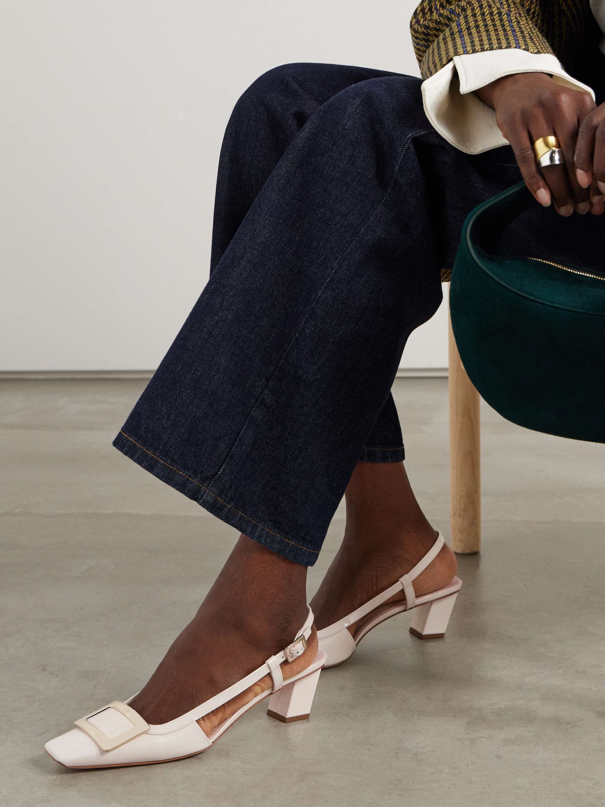 ROGER VIVIER Belle Vivier patent-leather slingback pumps