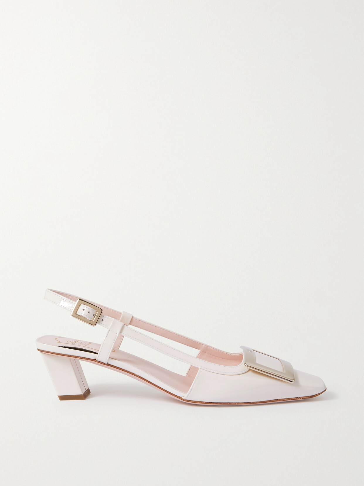 Shop Roger Vivier Belle Vivier Patent-leather Slingback Pumps In Cream